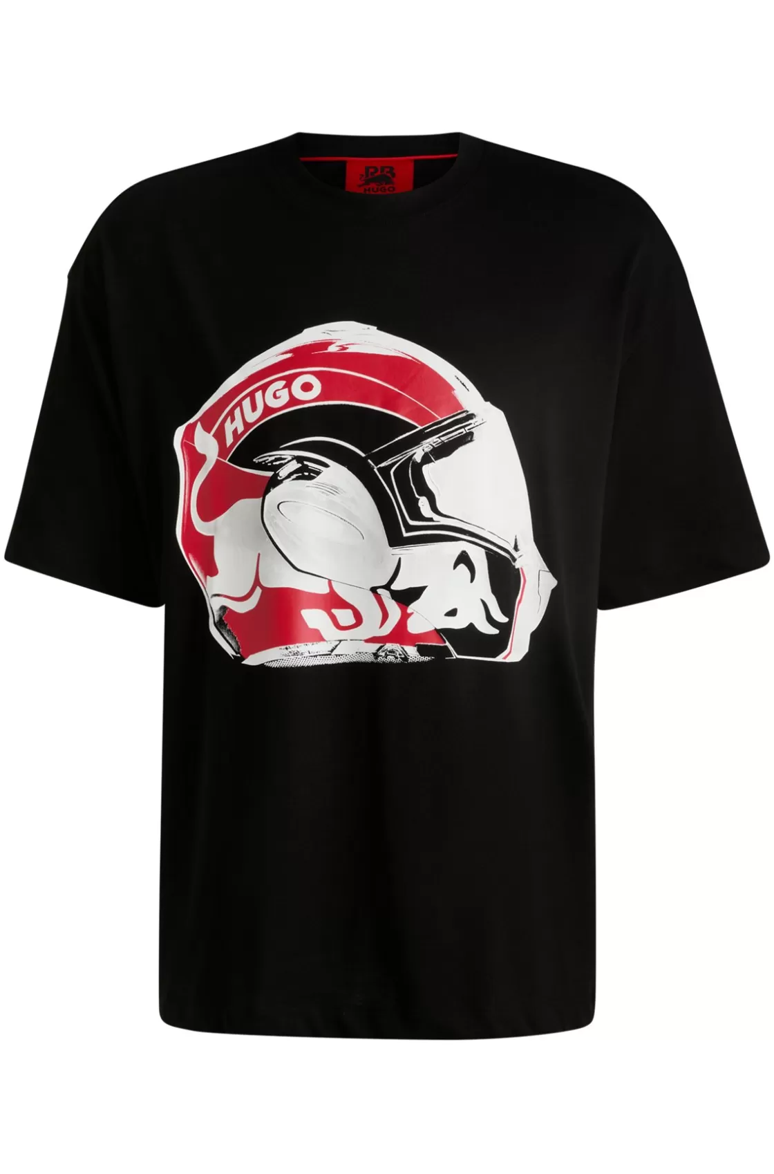 HUGO BOSS HUGO X RB Oversize-fit Cotton T-shirt With Racing Print Black Discount