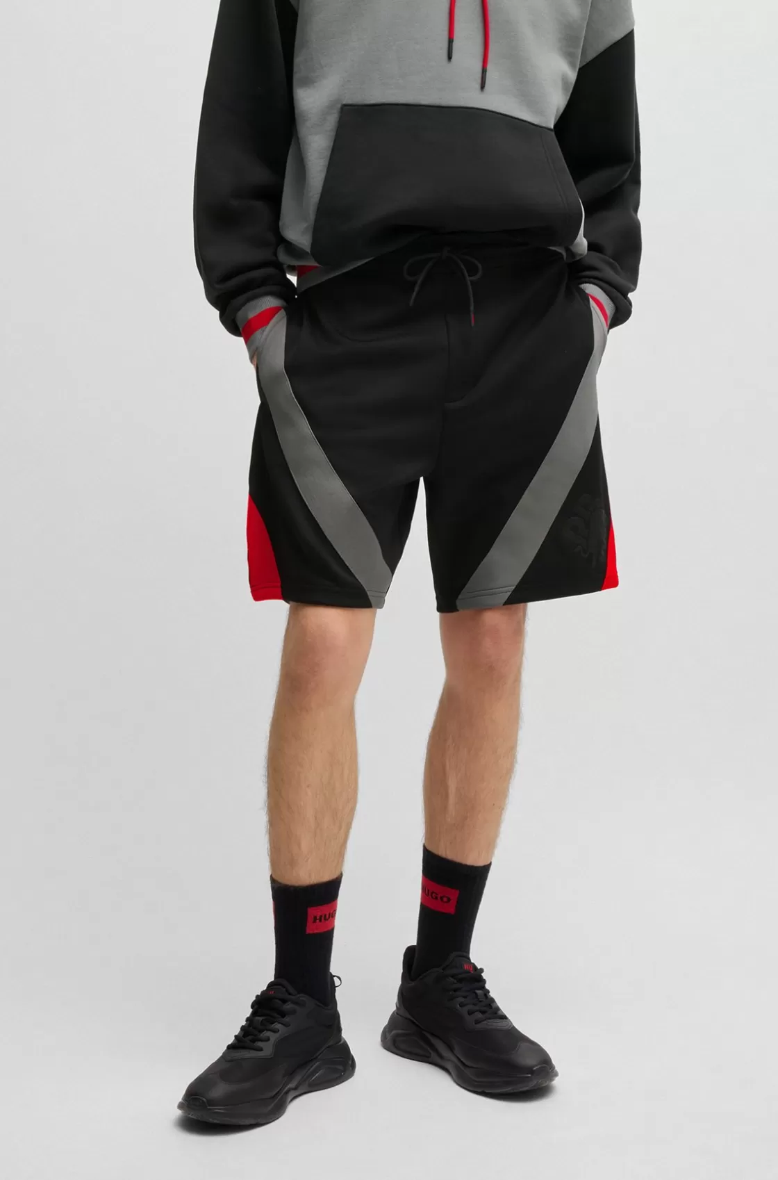 HUGO BOSS HUGO X RB Oversize-fit Shorts With Signature Bull Motif Black Best Sale