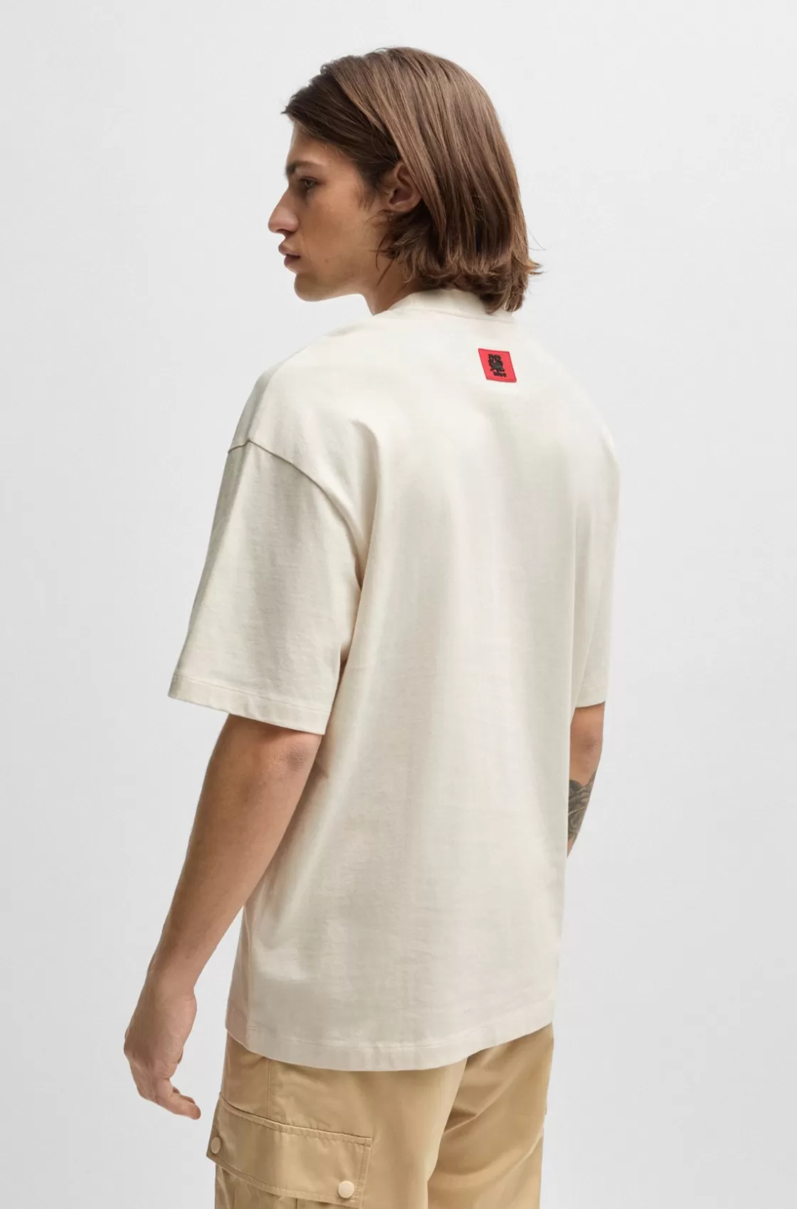 HUGO BOSS HUGO X RB Oversize-fit T-shirt With Signature Bull Motif White Outlet