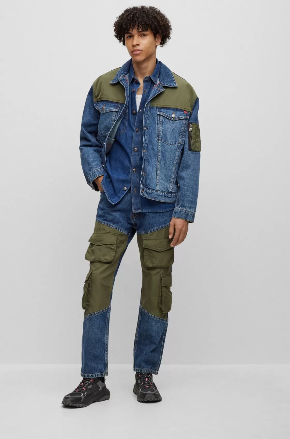 HUGO BOSS Hybrid Relaxed-fit Jacket In Blue Rigid Denim Dark Blue Online