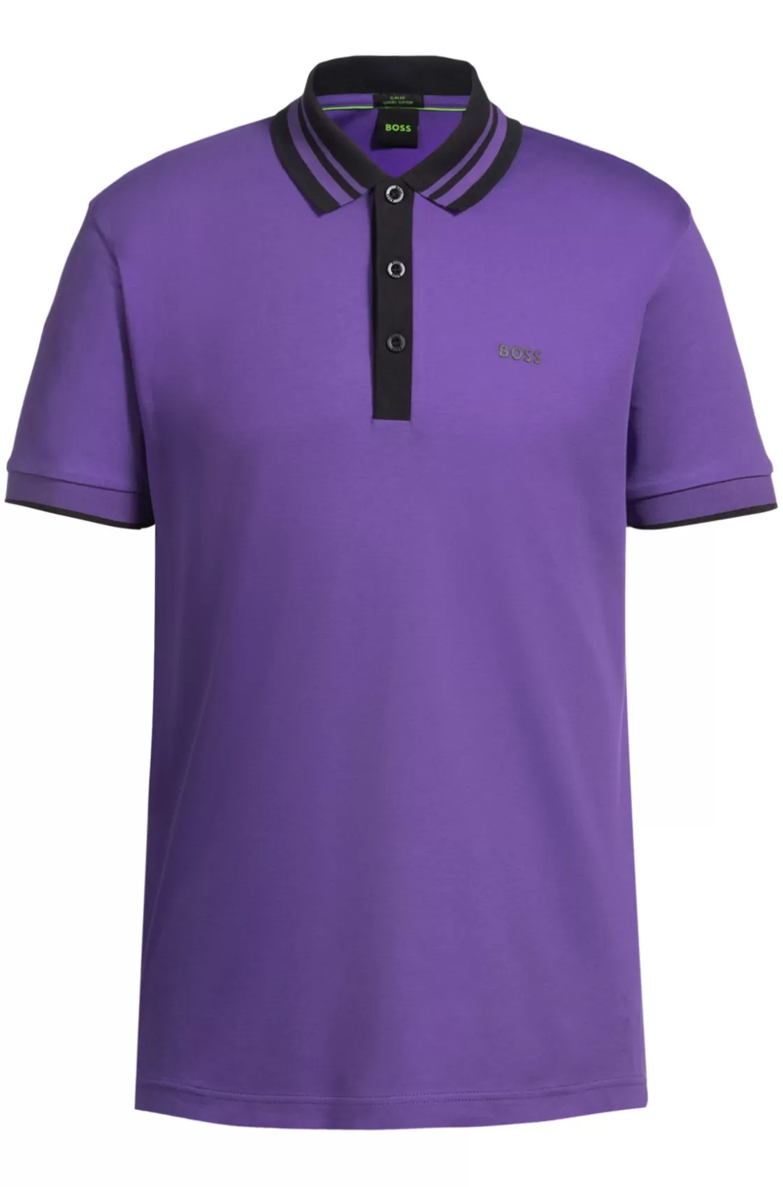 HUGO BOSS Interlock-cotton Polo Shirt With Striped Collar Dark Purple Online
