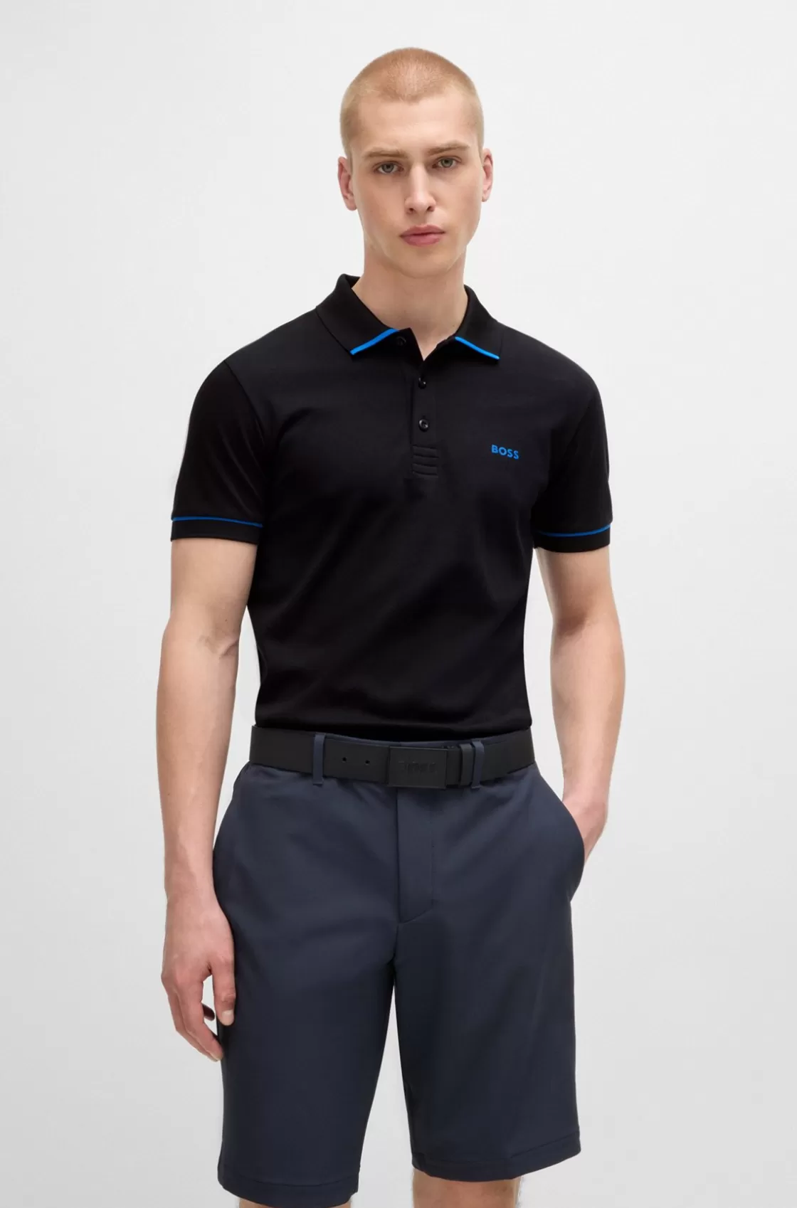 HUGO BOSS Interlock-cotton Slim-fit Polo Shirt With Contrast Trims Black Shop