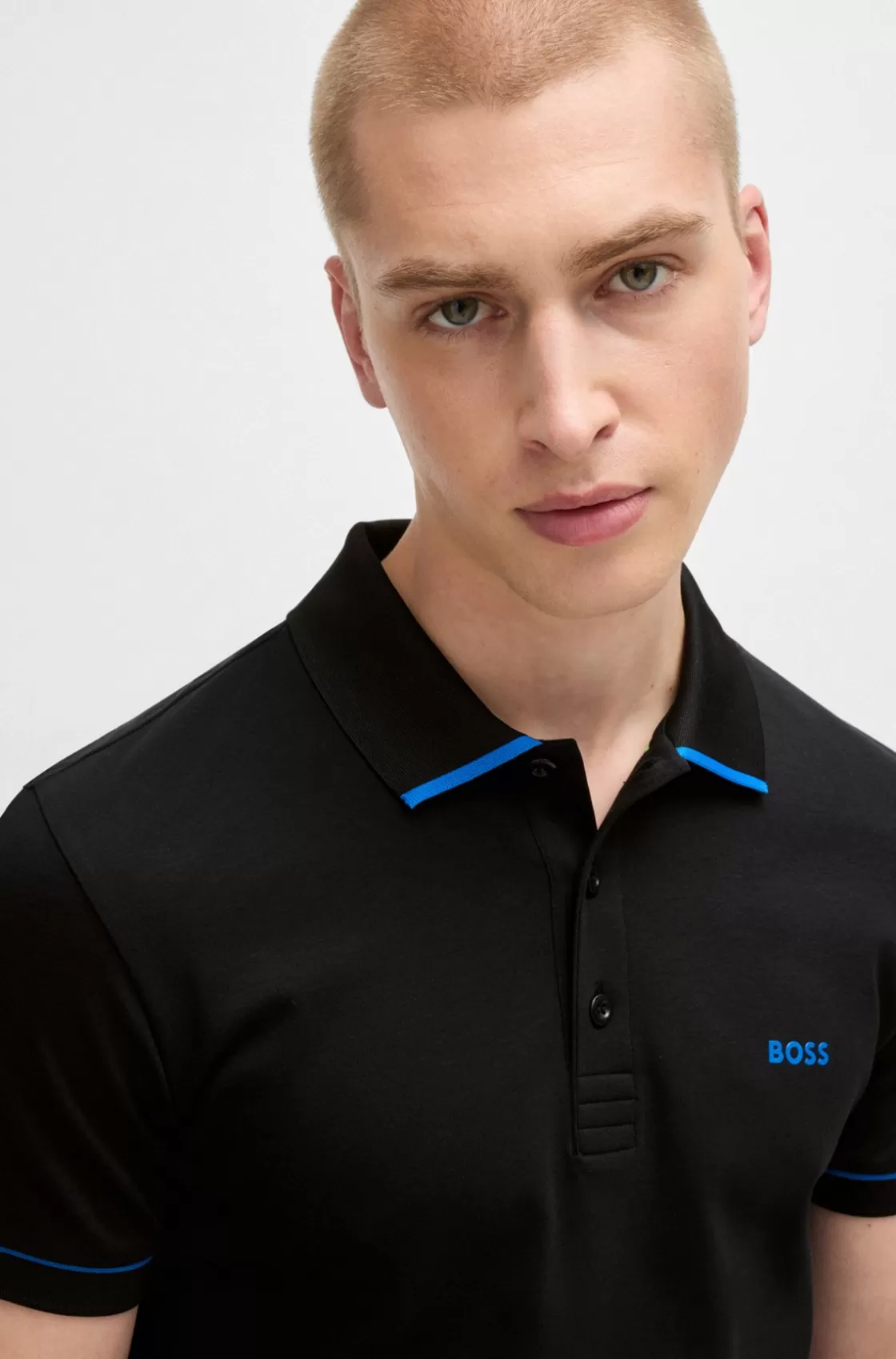 HUGO BOSS Interlock-cotton Slim-fit Polo Shirt With Contrast Trims Black Shop