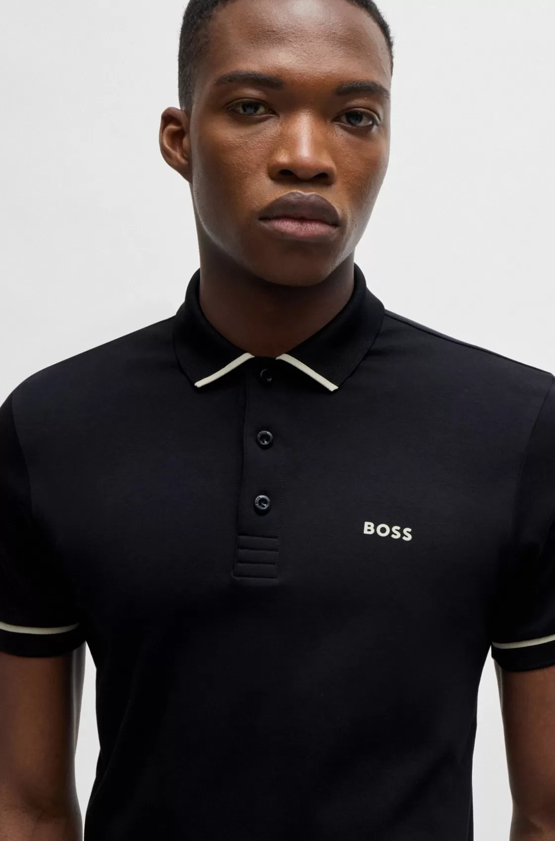 HUGO BOSS Interlock-cotton Slim-fit Polo Shirt With Contrast Trims Black Clearance