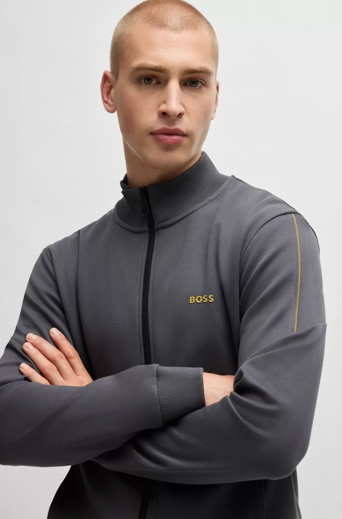 HUGO BOSS Interlock-cotton Tracksuit With Logo Details Dark Grey Sale