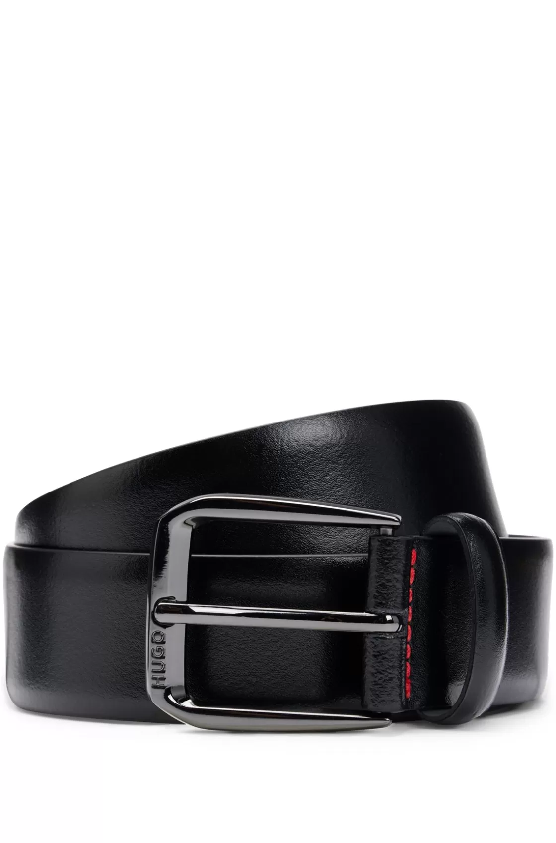 HUGO BOSS Italian-leather Belt With Branded Buckle Black Best
