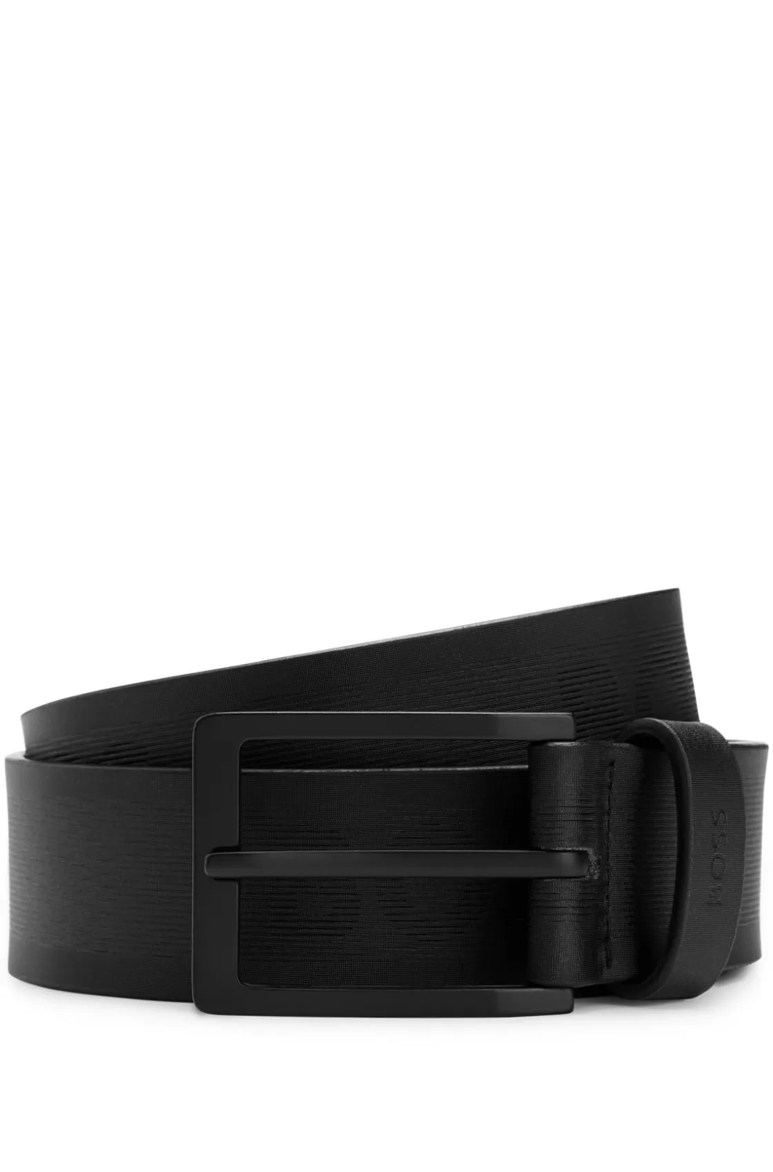 HUGO BOSS Italian-leather Belt With Brushed Silver Hardware Black Best Sale