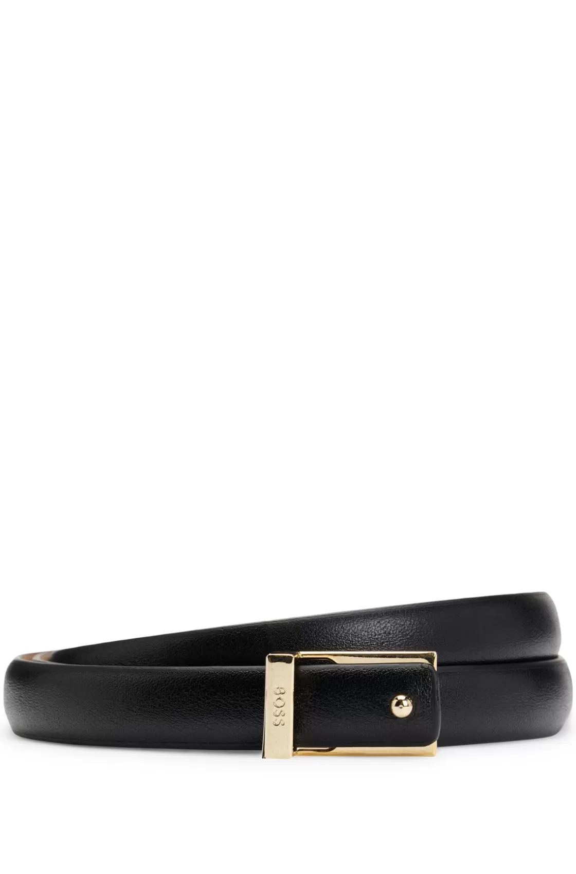 HUGO BOSS Italian-leather Belt With Logo Keeper Black Cheap