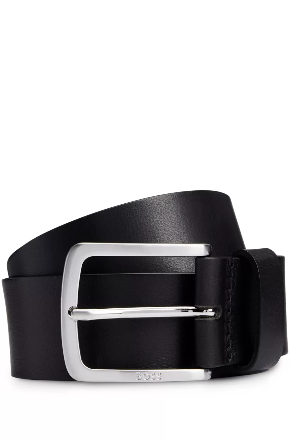 HUGO BOSS Italian-leather Belt With Logo-engraved Buckle Black Best Sale