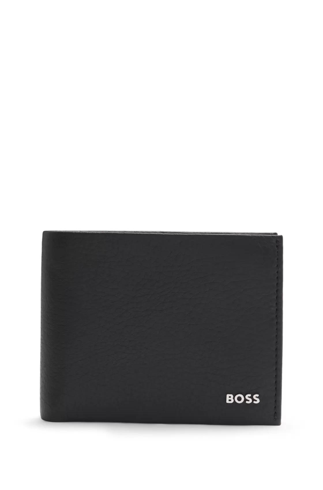 HUGO BOSS Italian-leather Card Holder With Logo Lettering Black Clearance