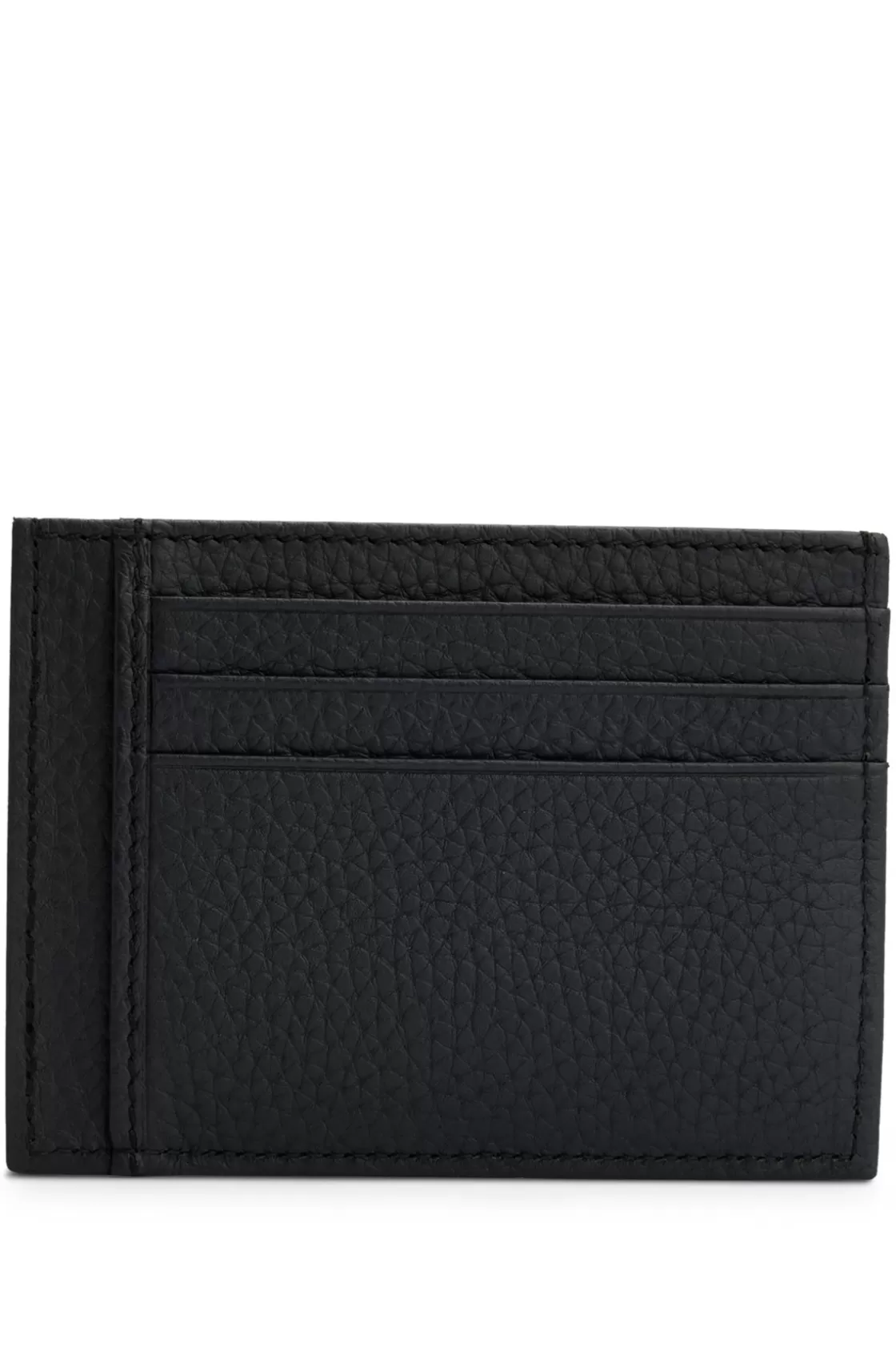 HUGO BOSS Italian-leather Card Holder With Logo Lettering Black Sale