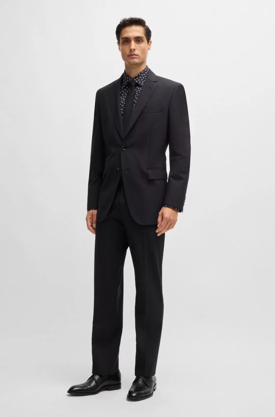 HUGO BOSS Italian-leather Derby Shoes With Cap Toe Black Fashion