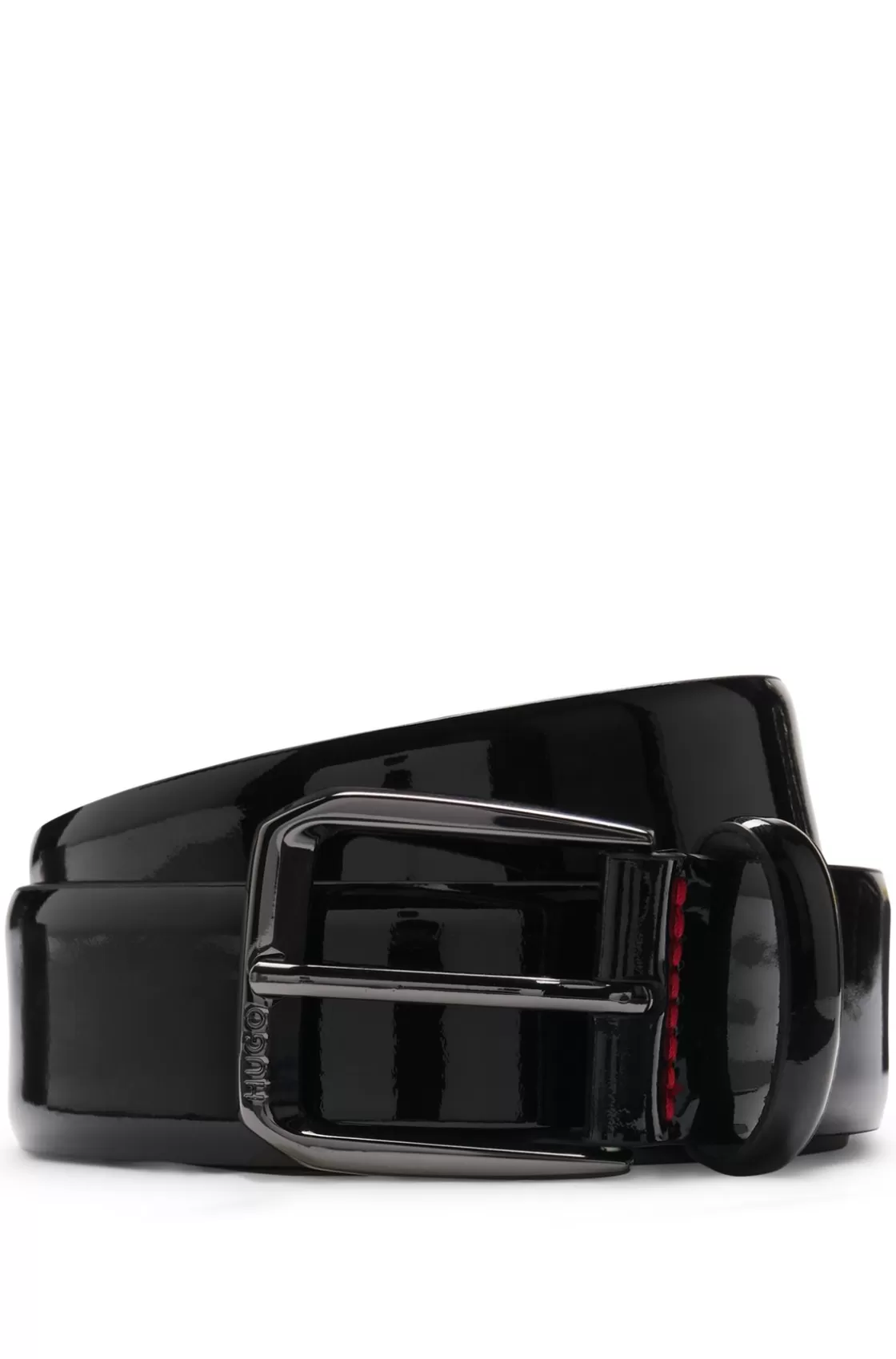 HUGO BOSS Italian-made Belt In Patent Leather Black Cheap