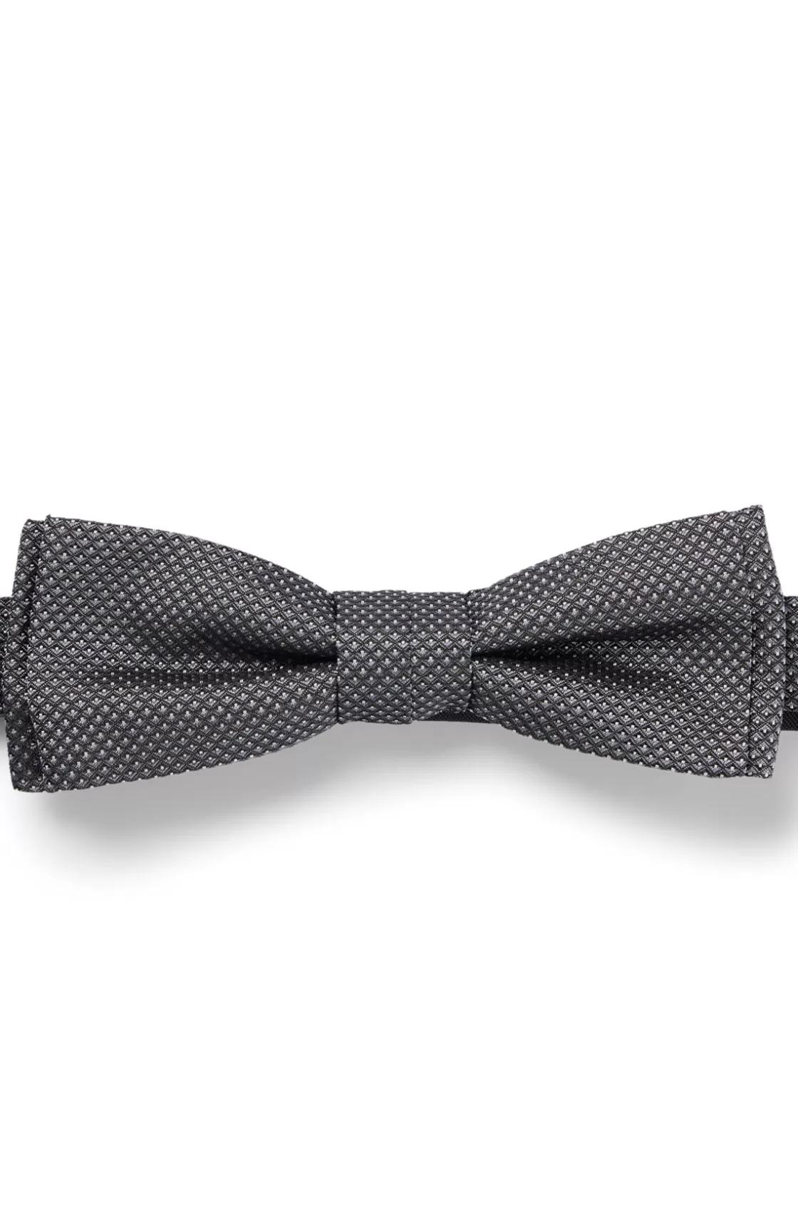 HUGO BOSS Italian-made Bow Tie In Micro-pattern Silk Jacquard Silver Sale