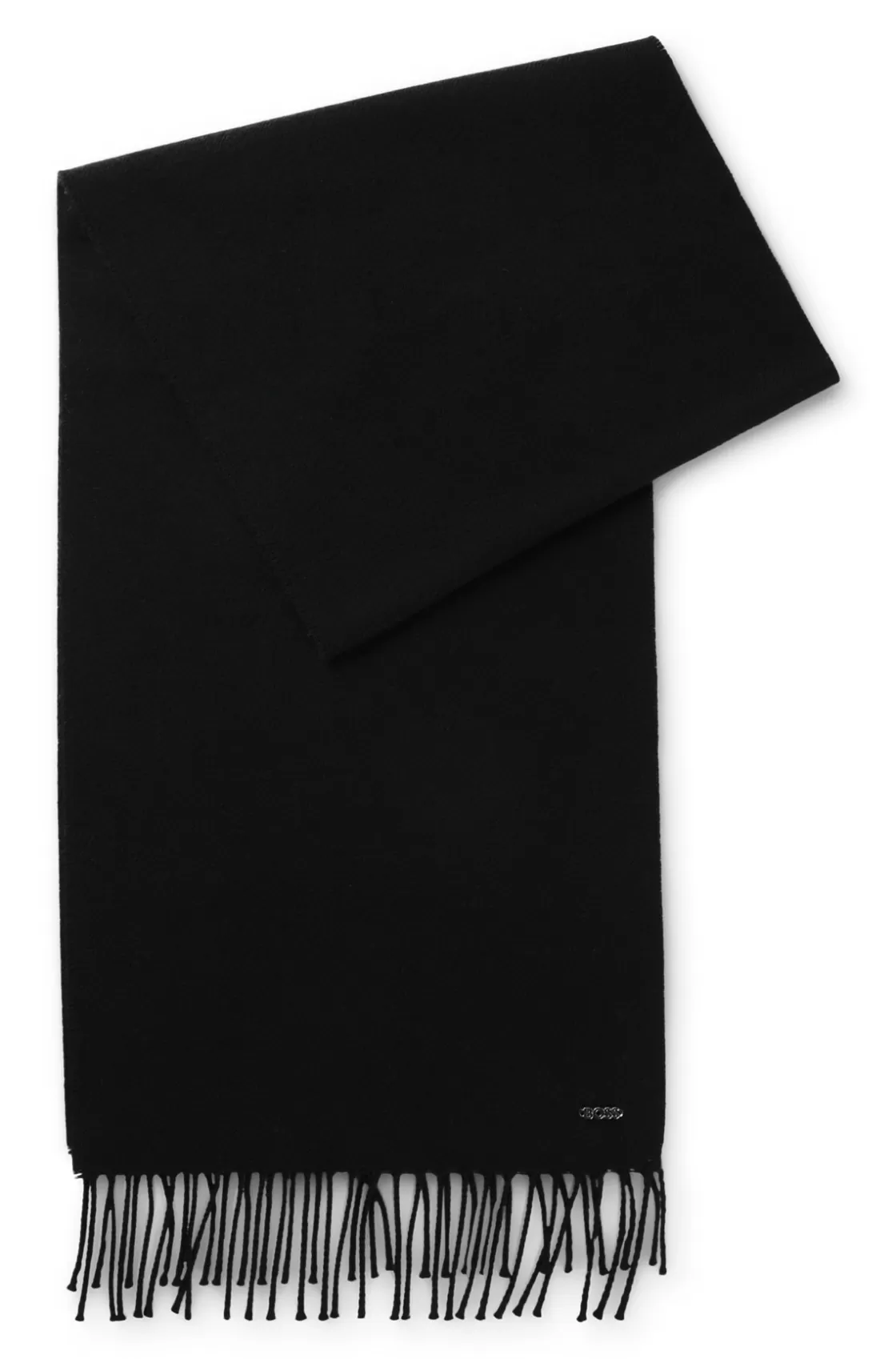 HUGO BOSS Italian-made Scarf In Wool Twill Black Cheap