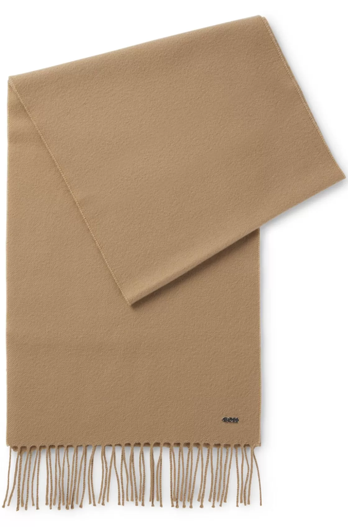HUGO BOSS Italian-made Scarf In Wool Twill Beige Discount