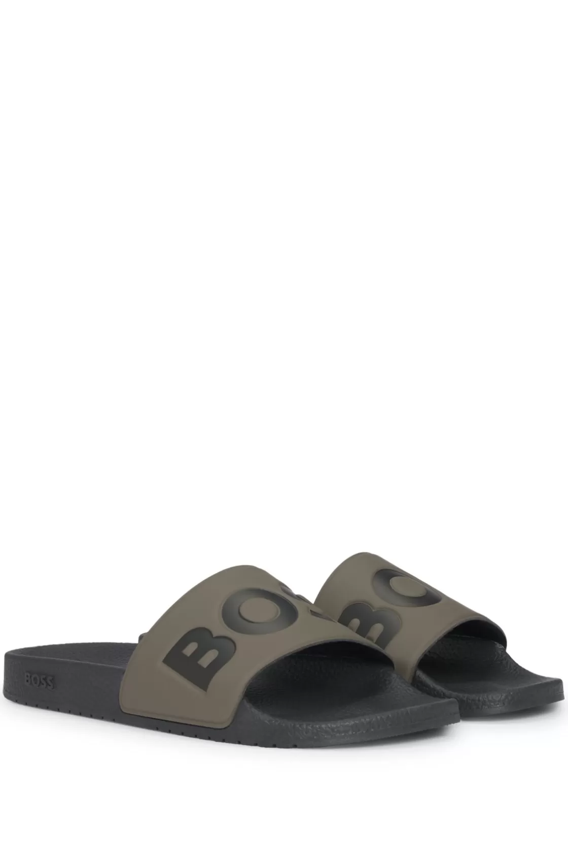 HUGO BOSS Italian-made Slides With Large Logo Detail Light Green Cheap