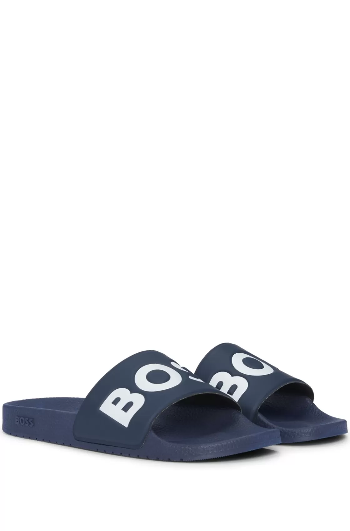 HUGO BOSS Italian-made Slides With Large Logo Detail Dark Blue Flash Sale