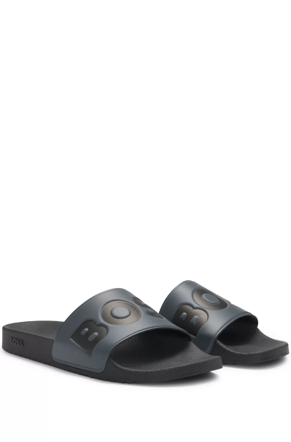 HUGO BOSS Italian-made Slides With Large Logo Detail Grey Best