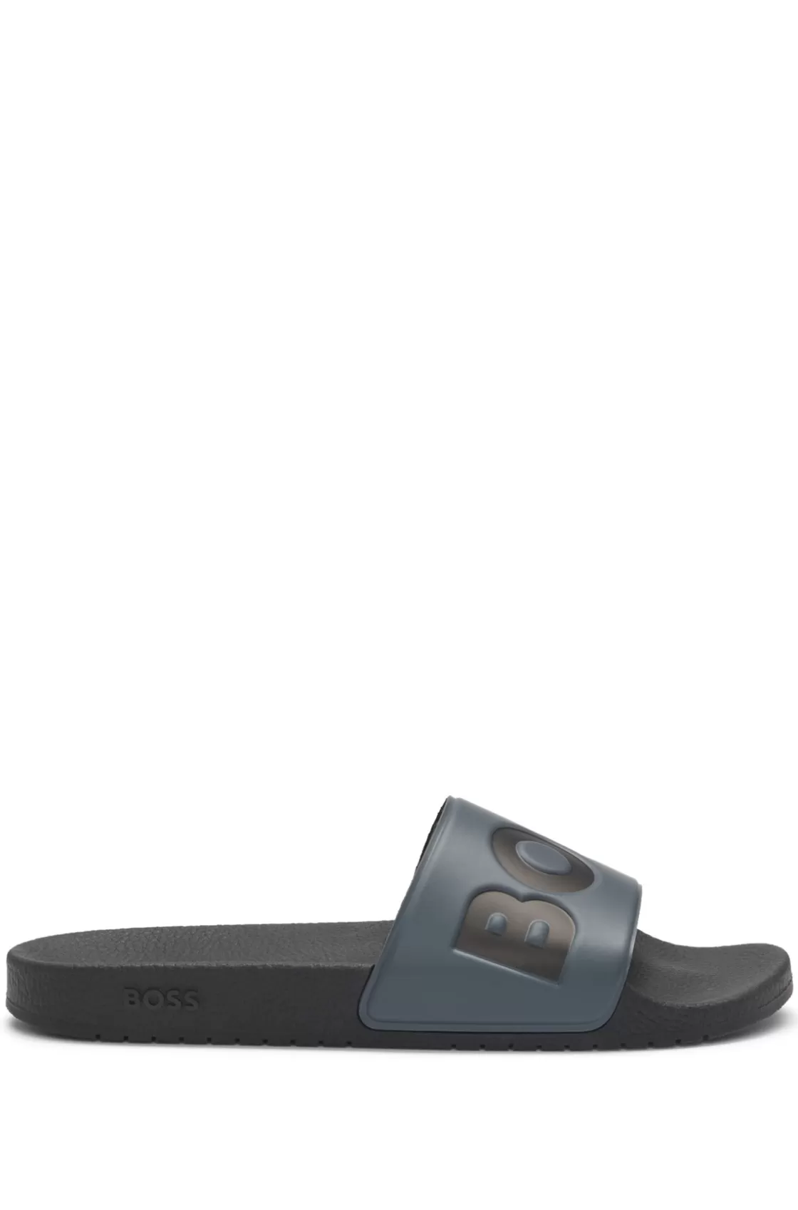 HUGO BOSS Italian-made Slides With Large Logo Detail Grey Best