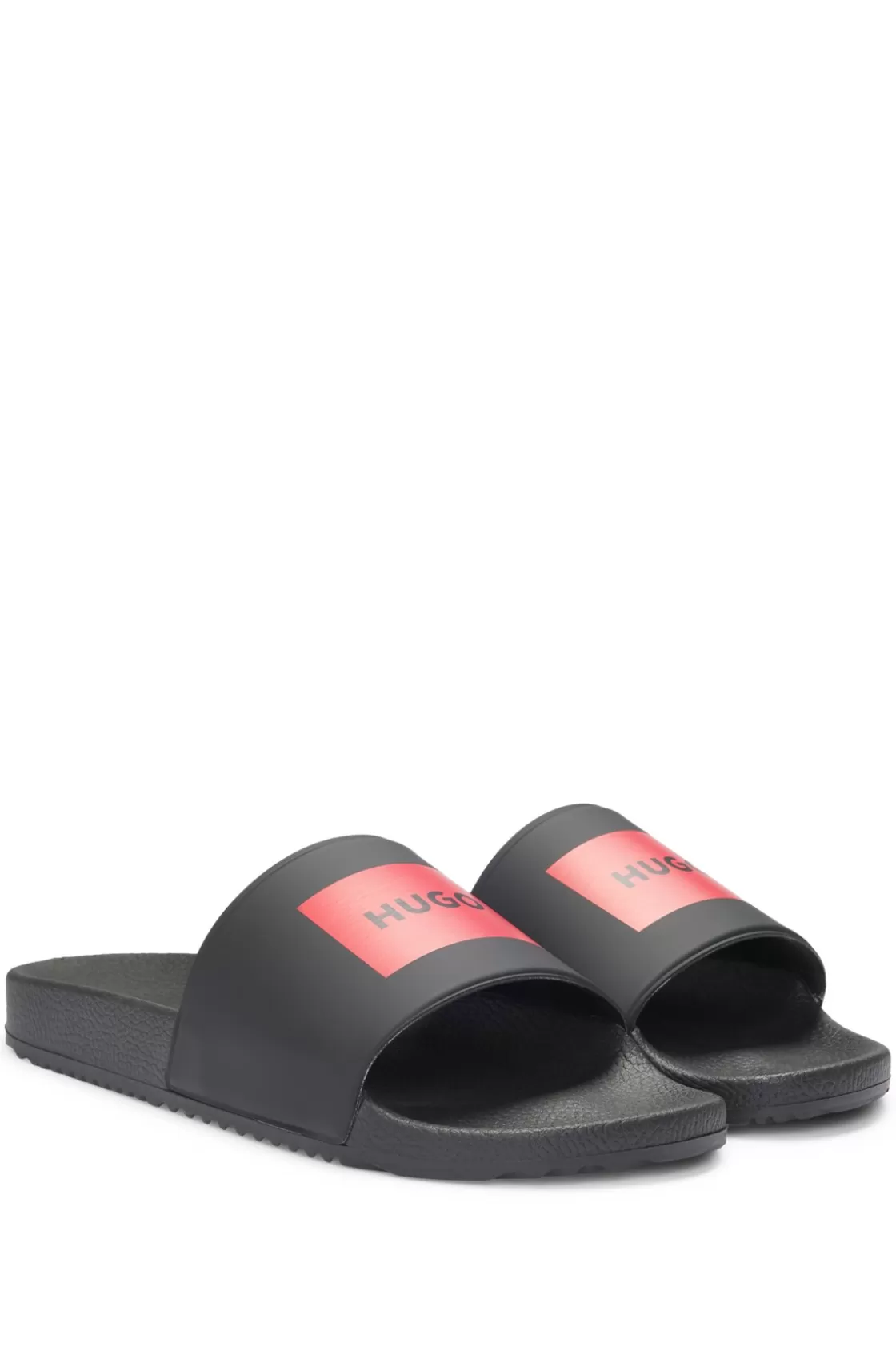 HUGO BOSS Italian-made Slides With Logo Label Black Outlet