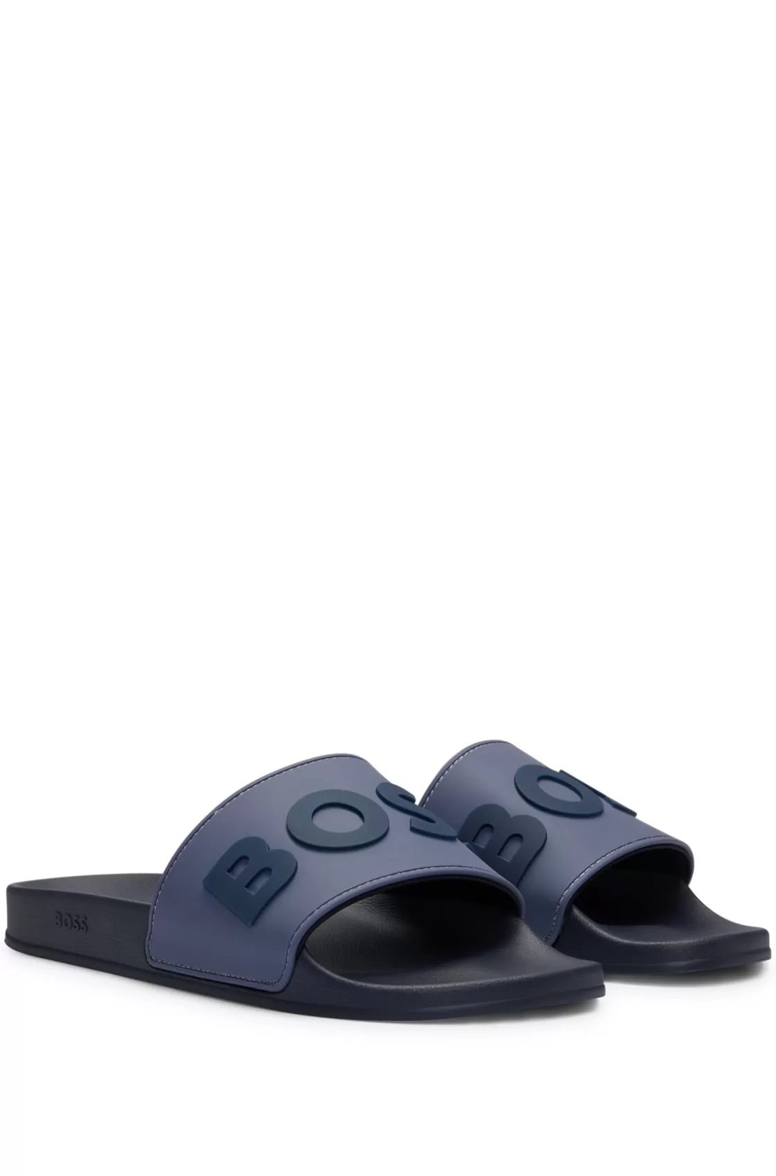 HUGO BOSS Italian-made Slides With Raised Logo Dark Blue Online