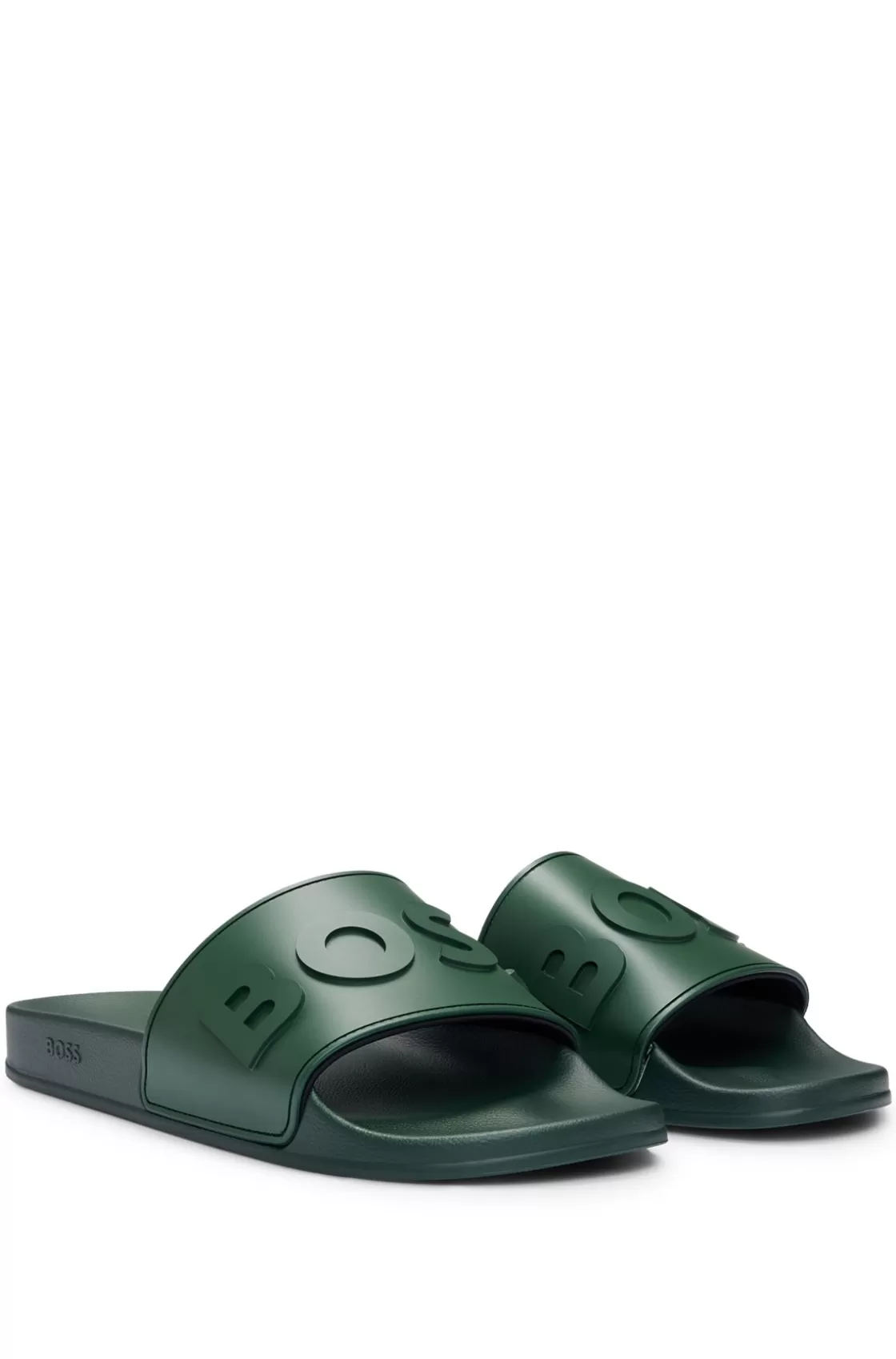 HUGO BOSS Italian-made Slides With Raised Logo Light Green Discount