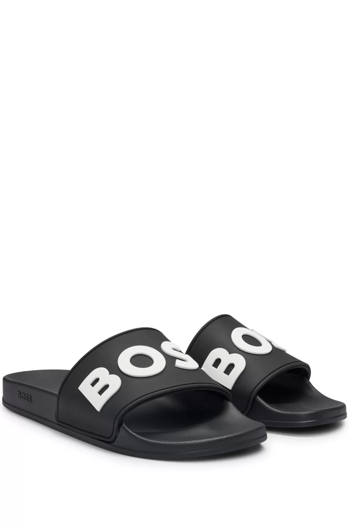 HUGO BOSS Italian-made Slides With Raised Logo Black Sale
