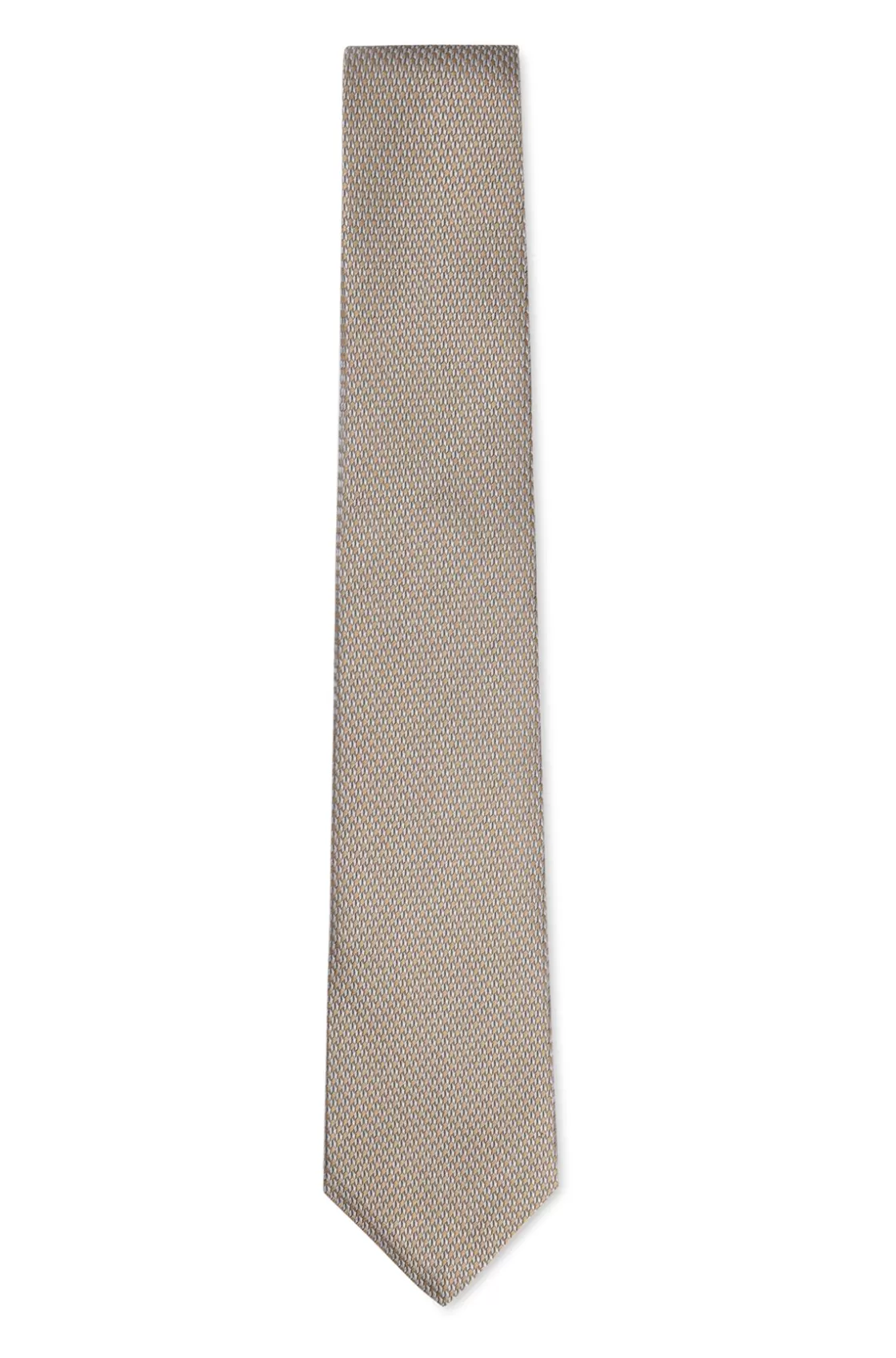 HUGO BOSS Italian-silk Tie With Jacquard Pattern Beige Sale
