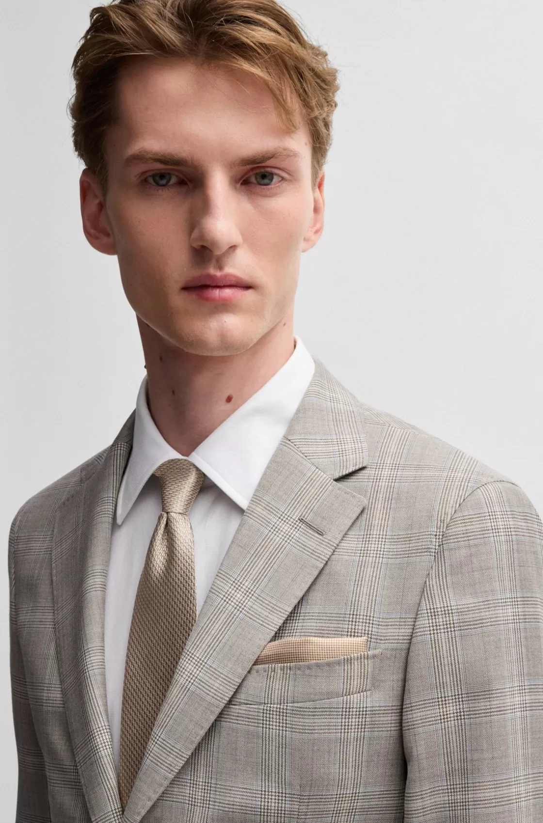 HUGO BOSS Italian-silk Tie With Jacquard Pattern Beige Sale