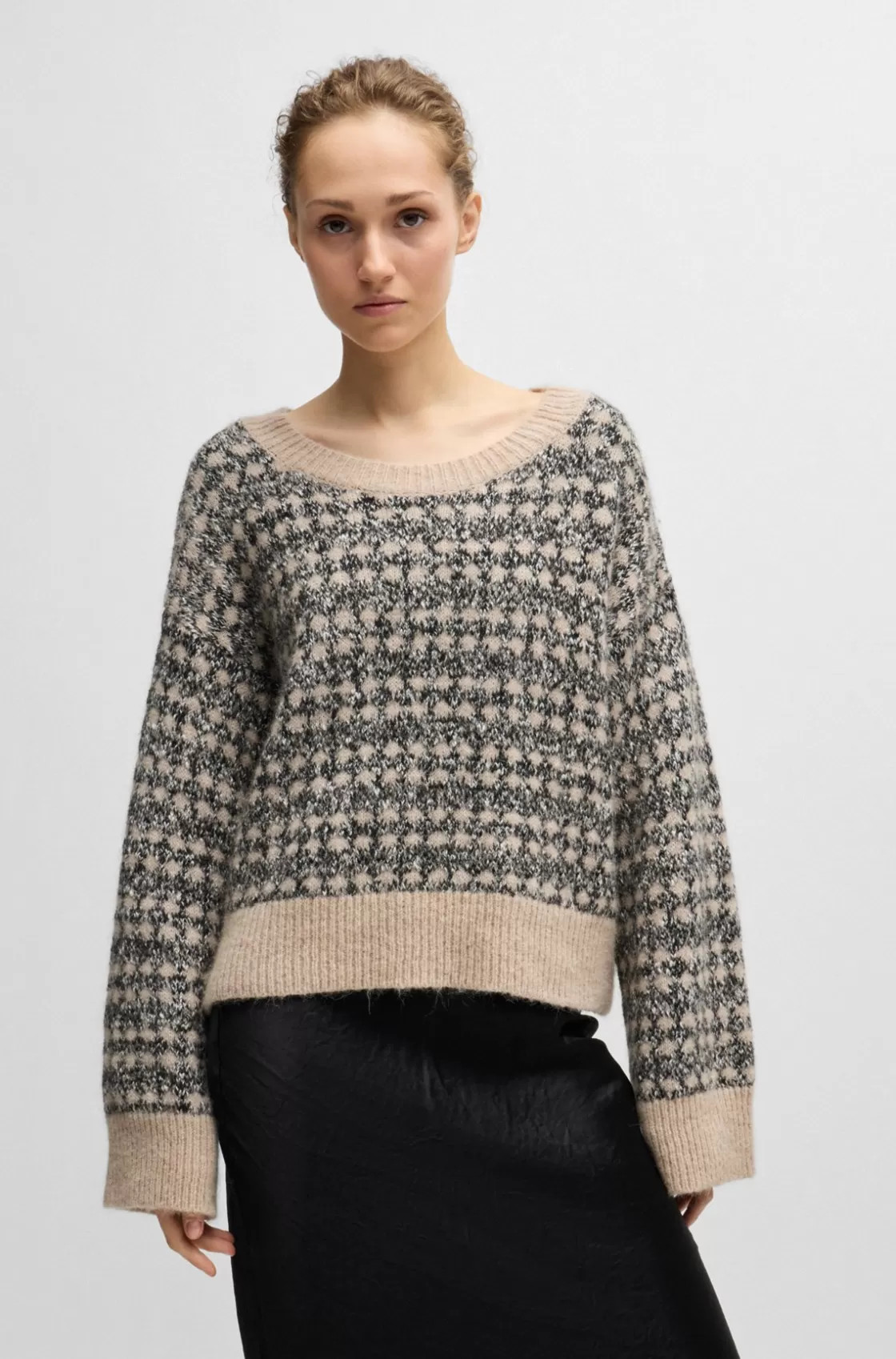 HUGO BOSS Jacquard-knit Sweater With Three-colored Yarn Patterned Cheap