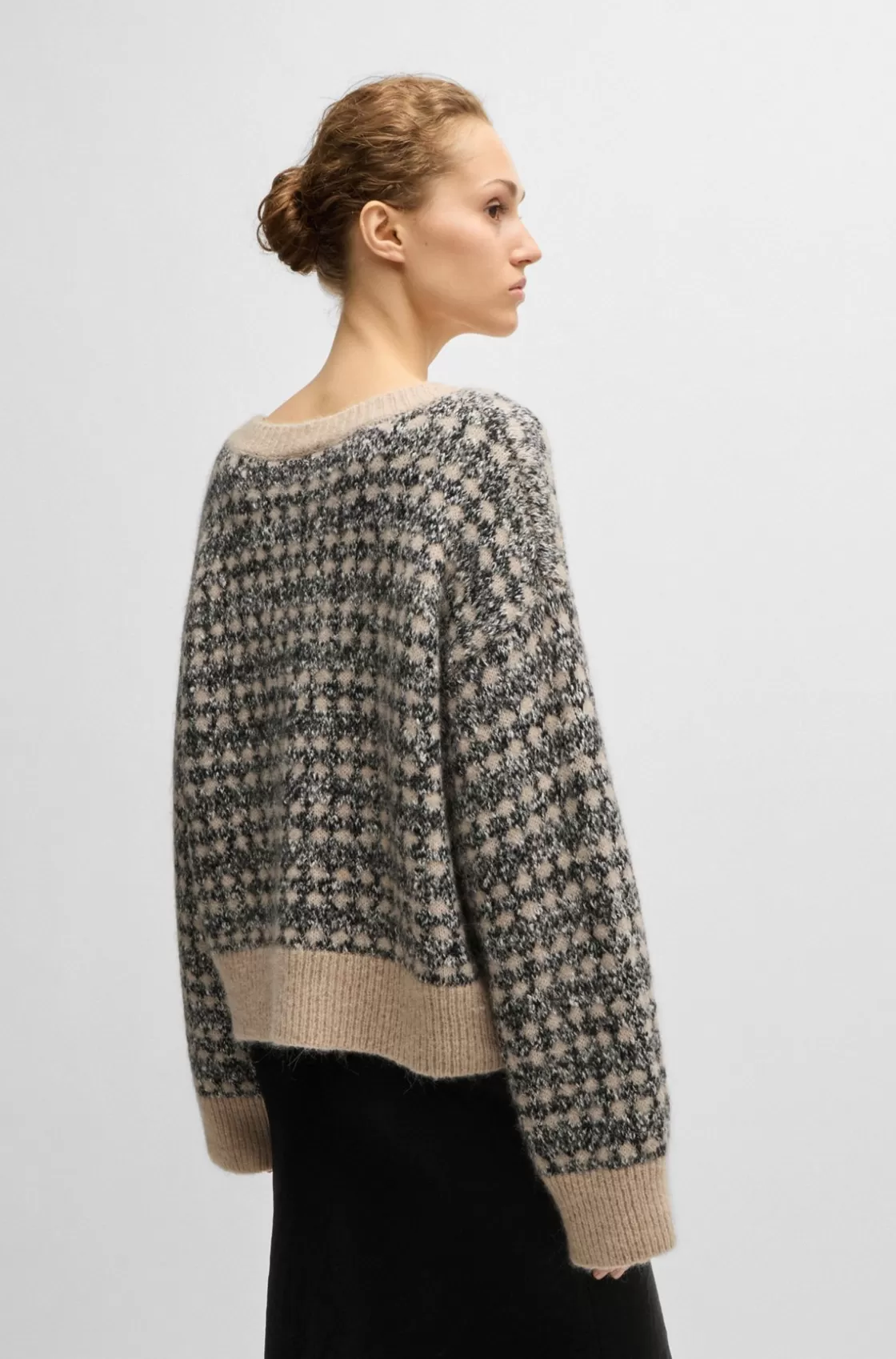 HUGO BOSS Jacquard-knit Sweater With Three-colored Yarn Patterned Cheap