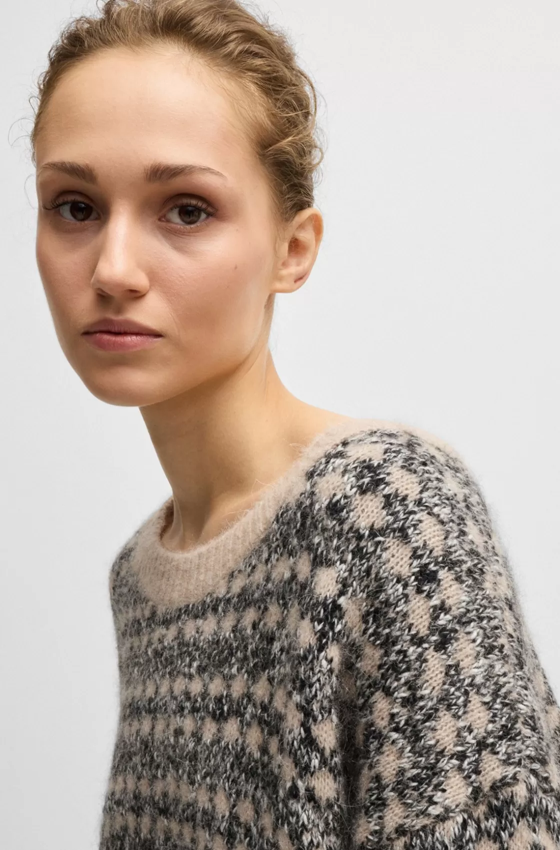 HUGO BOSS Jacquard-knit Sweater With Three-colored Yarn Patterned Cheap