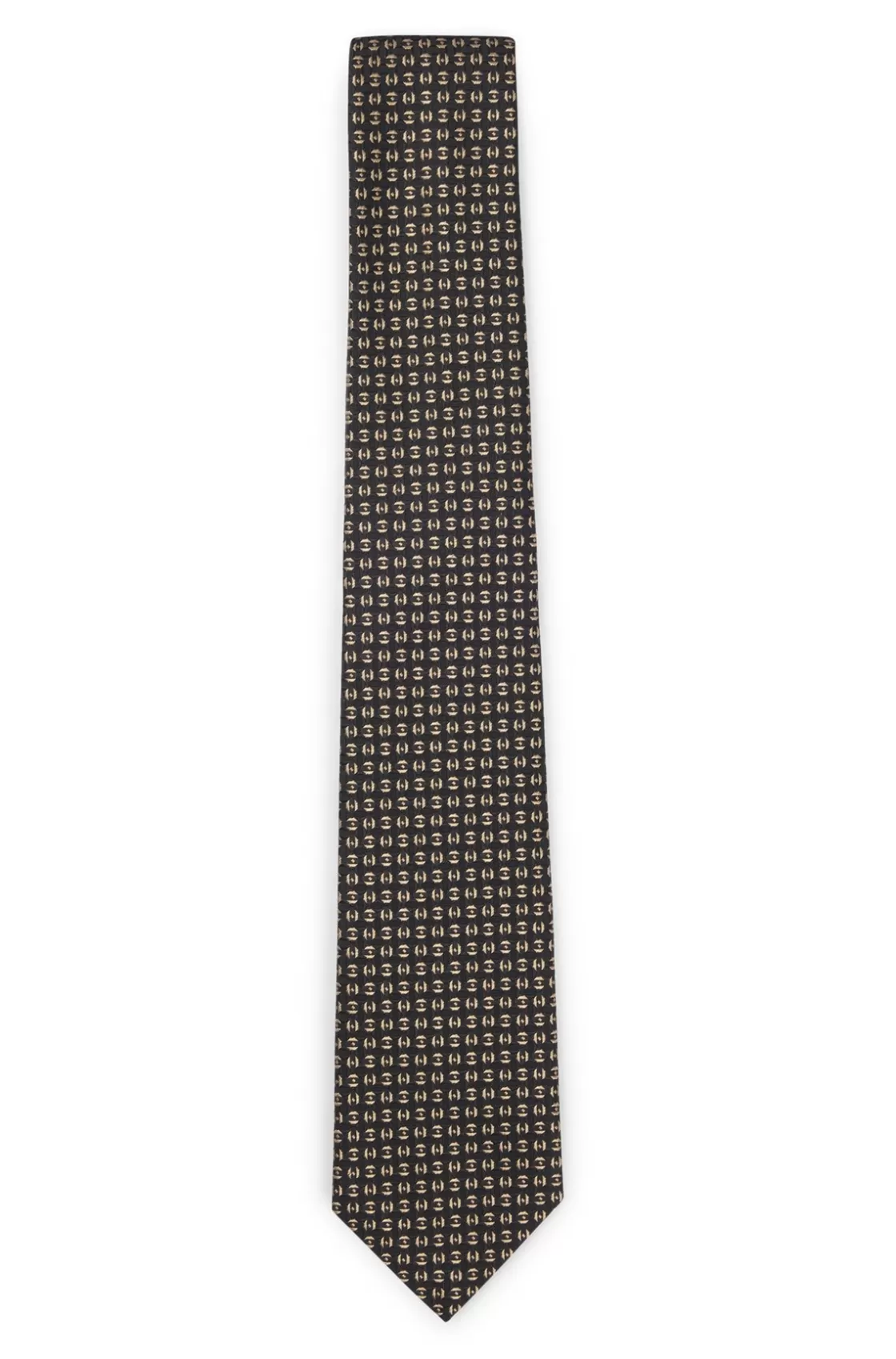 HUGO BOSS Jacquard-pattern Tie In Italian Silk Black Discount