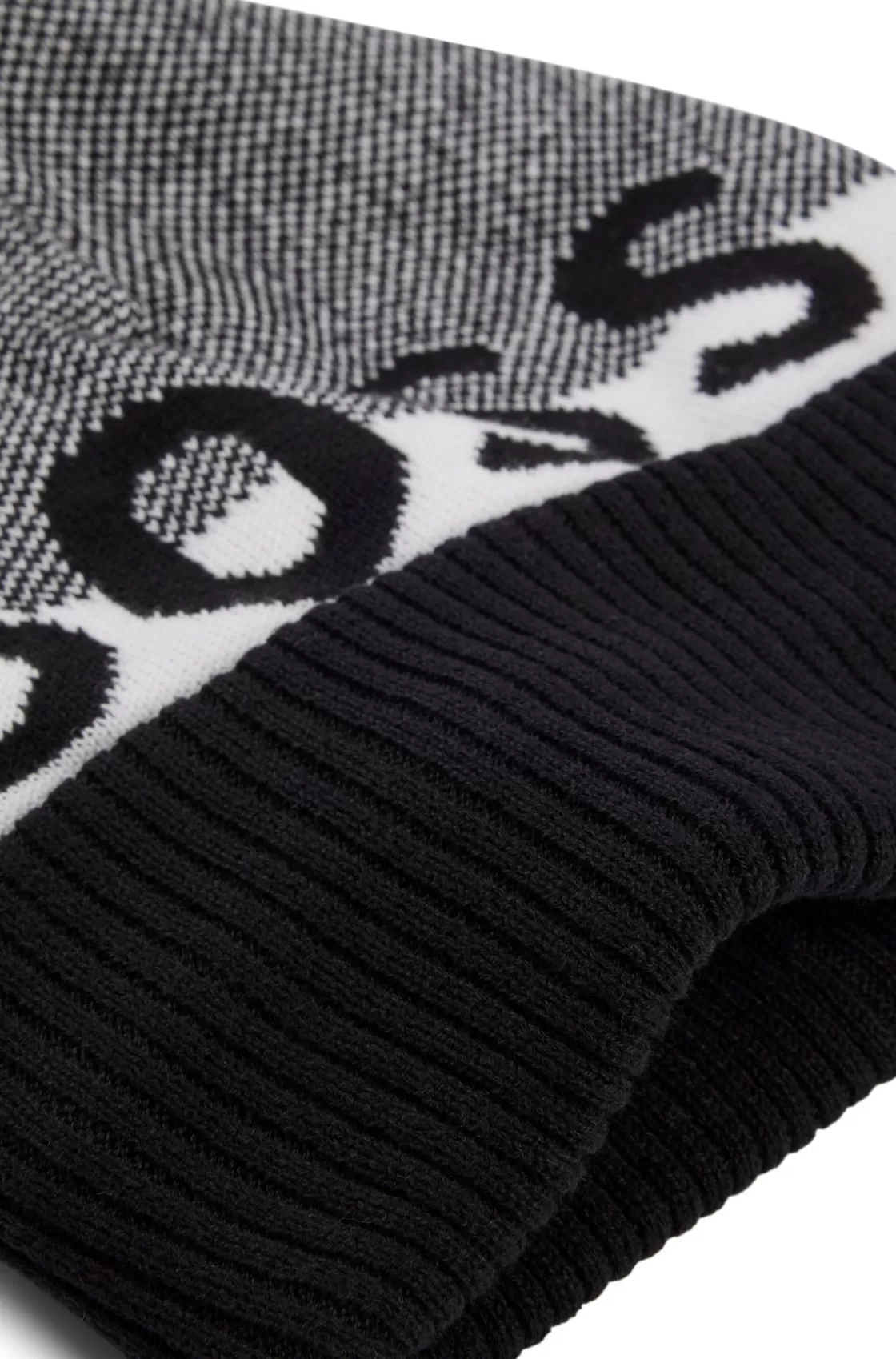 HUGO BOSS Kids' Beanie Hat With Pompom And Jacquard-woven Logo Black Cheap
