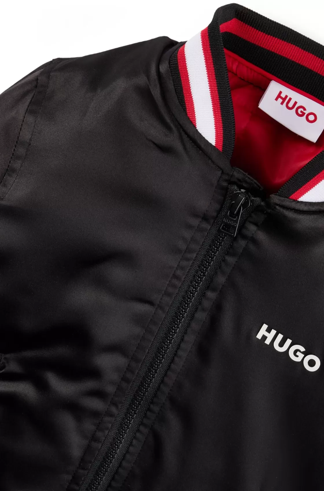 HUGO BOSS Kids' Bomber Jacket In Stretch Satin With Double Logo Black Sale