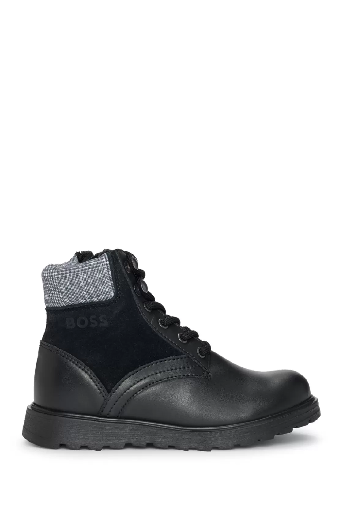 HUGO BOSS Kids' Boots In Leather With Faux-shearling Lining Black Flash Sale