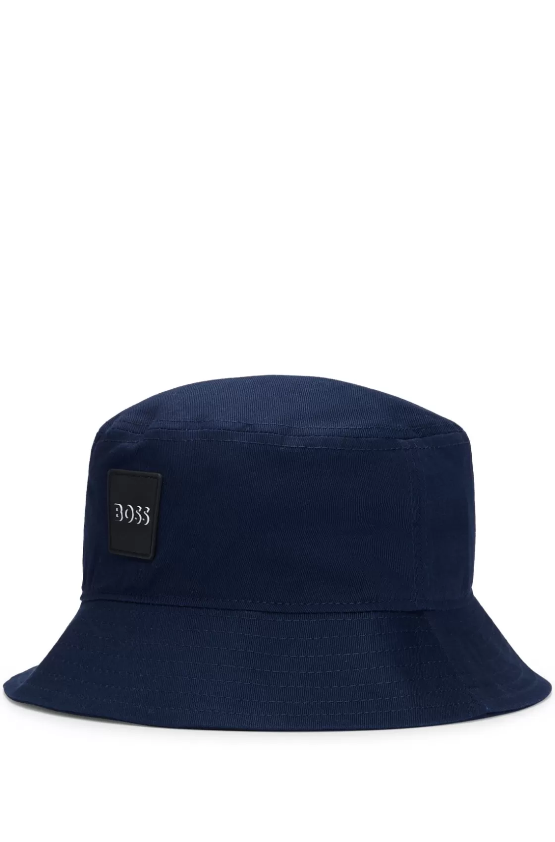 HUGO BOSS Kids' Bucket Hat In Cotton Twill With Rubber Logo Dark Blue Best Sale