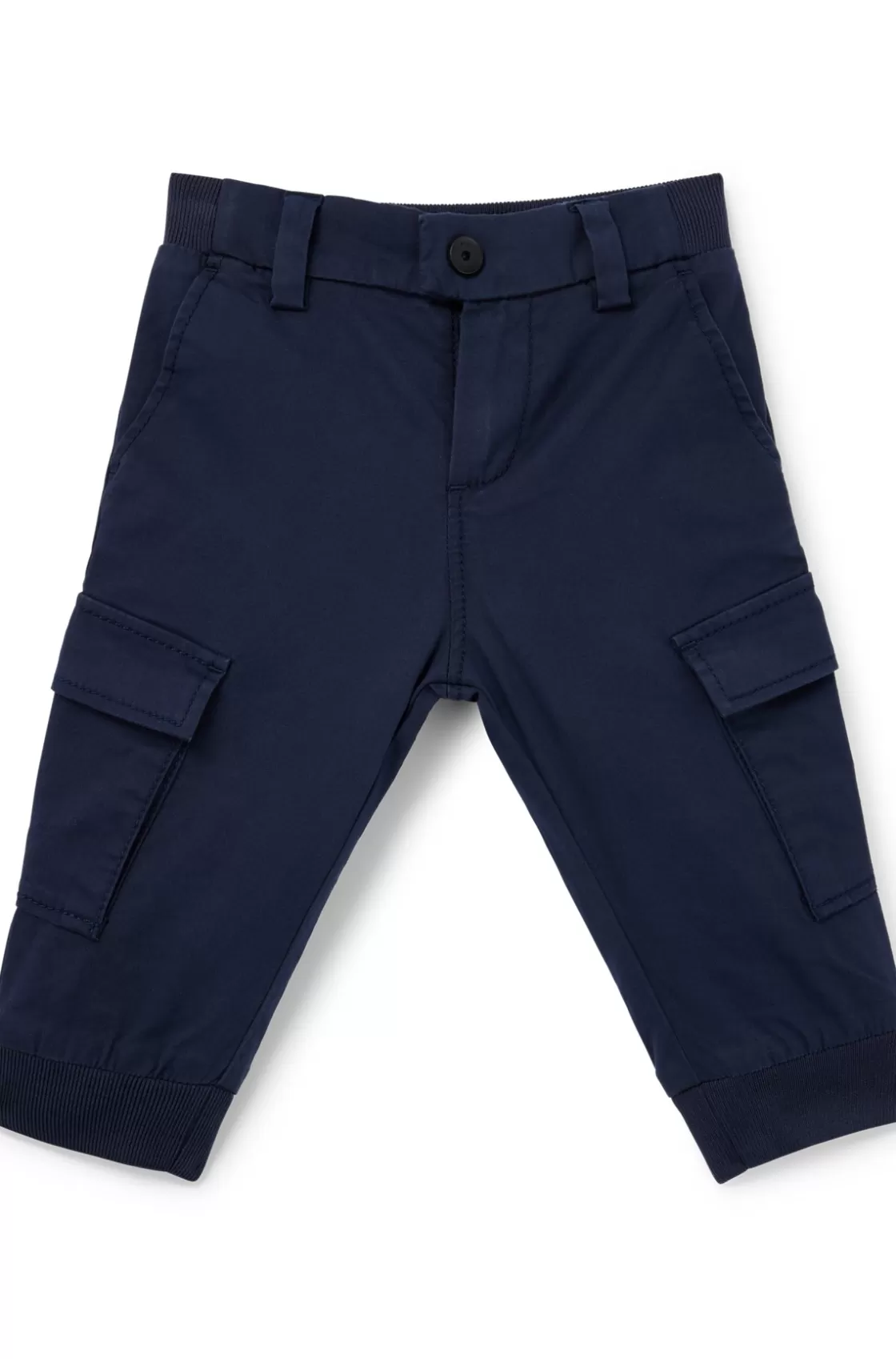 HUGO BOSS Kids' Cargo Trousers In Stretch Cotton Dark Blue Best Sale