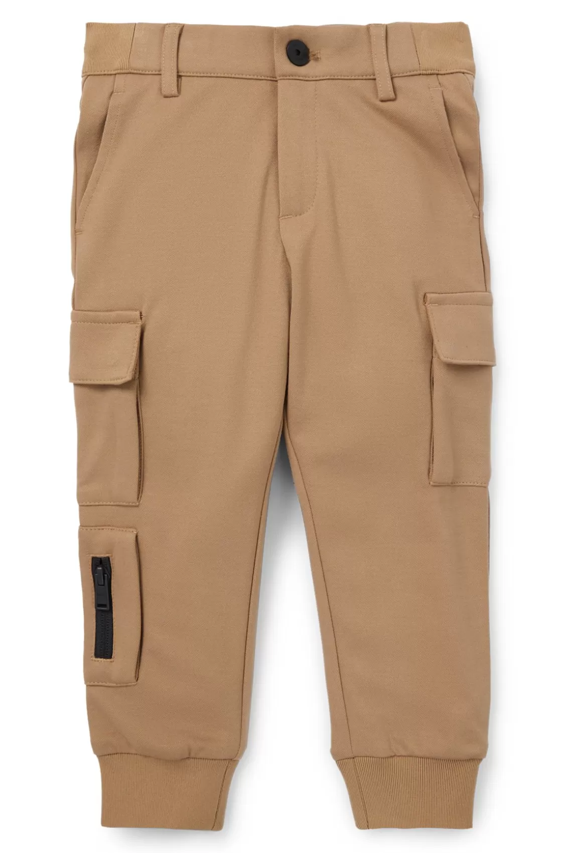HUGO BOSS Kids' Chino-fit Cargo Trousers In Stretch Piqué Fabric Brown Fashion