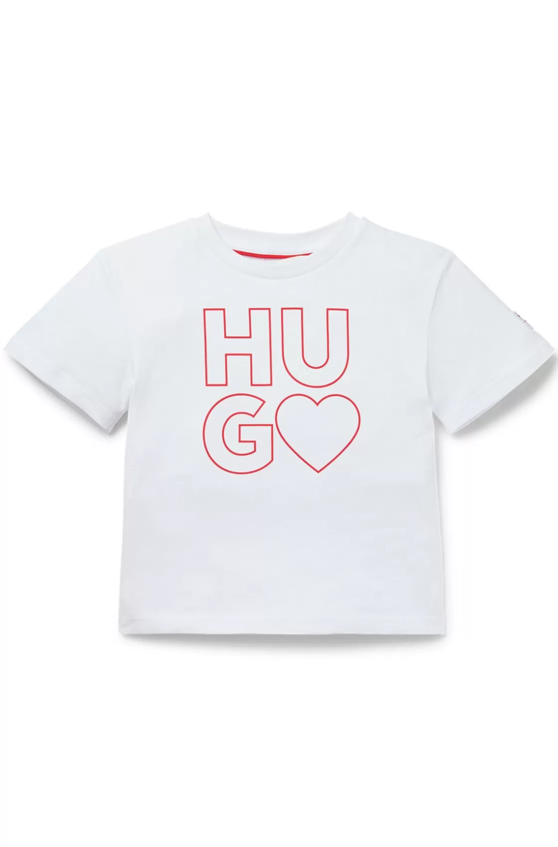 HUGO BOSS Kids' Cotton T-shirt With Logo Artwork Print White Shop