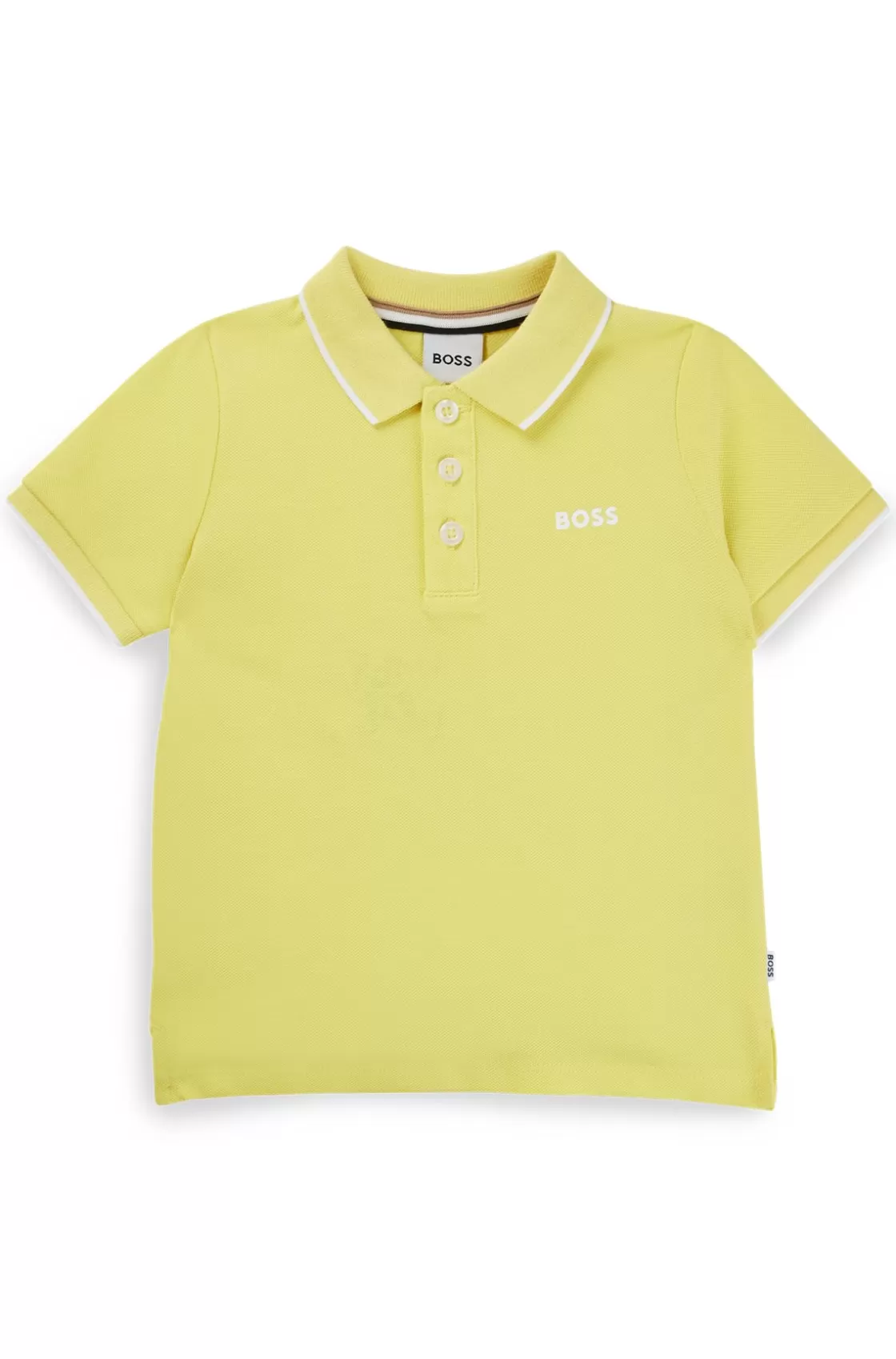 HUGO BOSS Kids' Cotton-piqué Polo Shirt With Logo And Stripes Yellow Discount