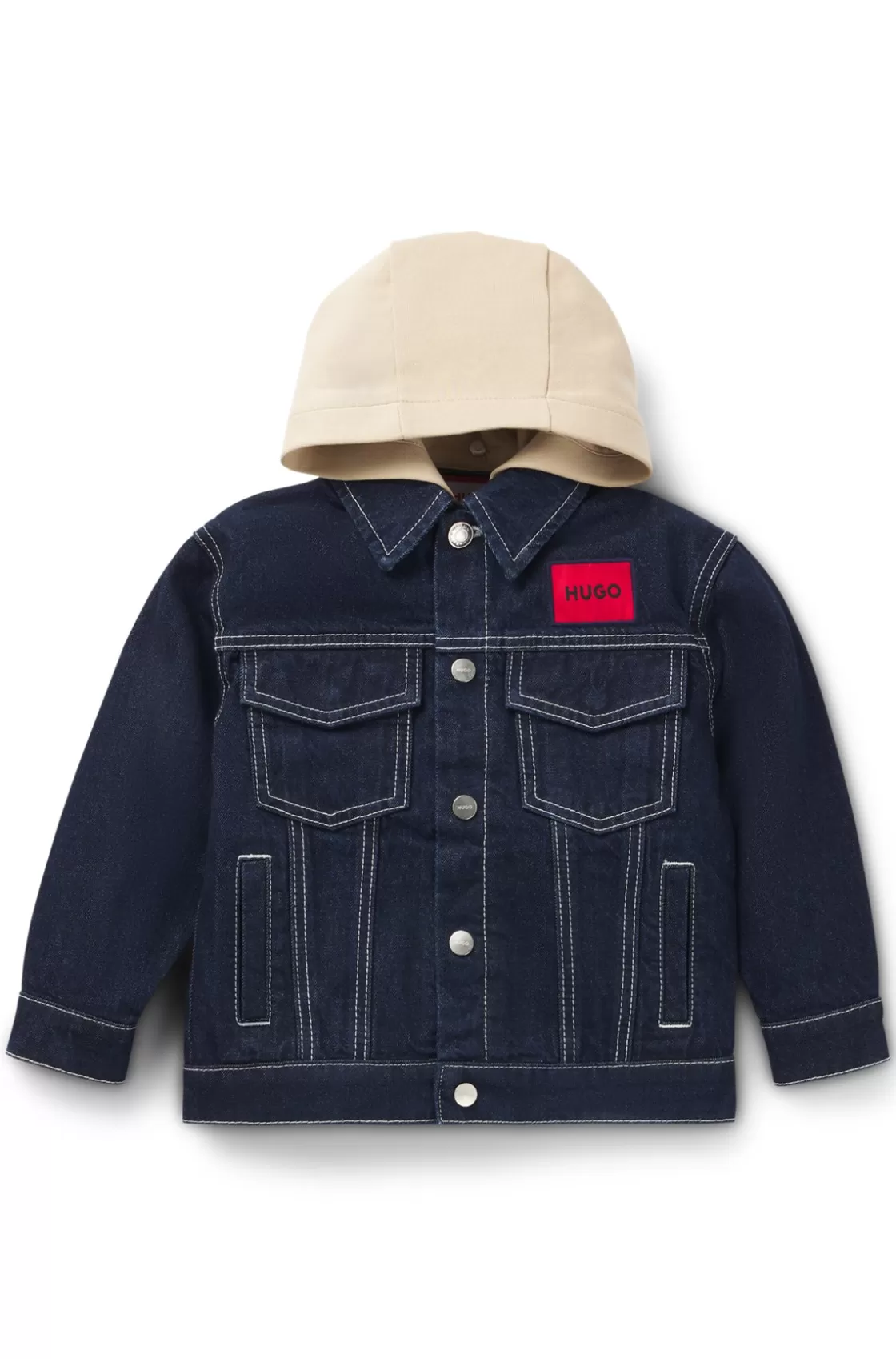 HUGO BOSS Kids' Denim Jacket With Detachable Fleece Hood Patterned Store