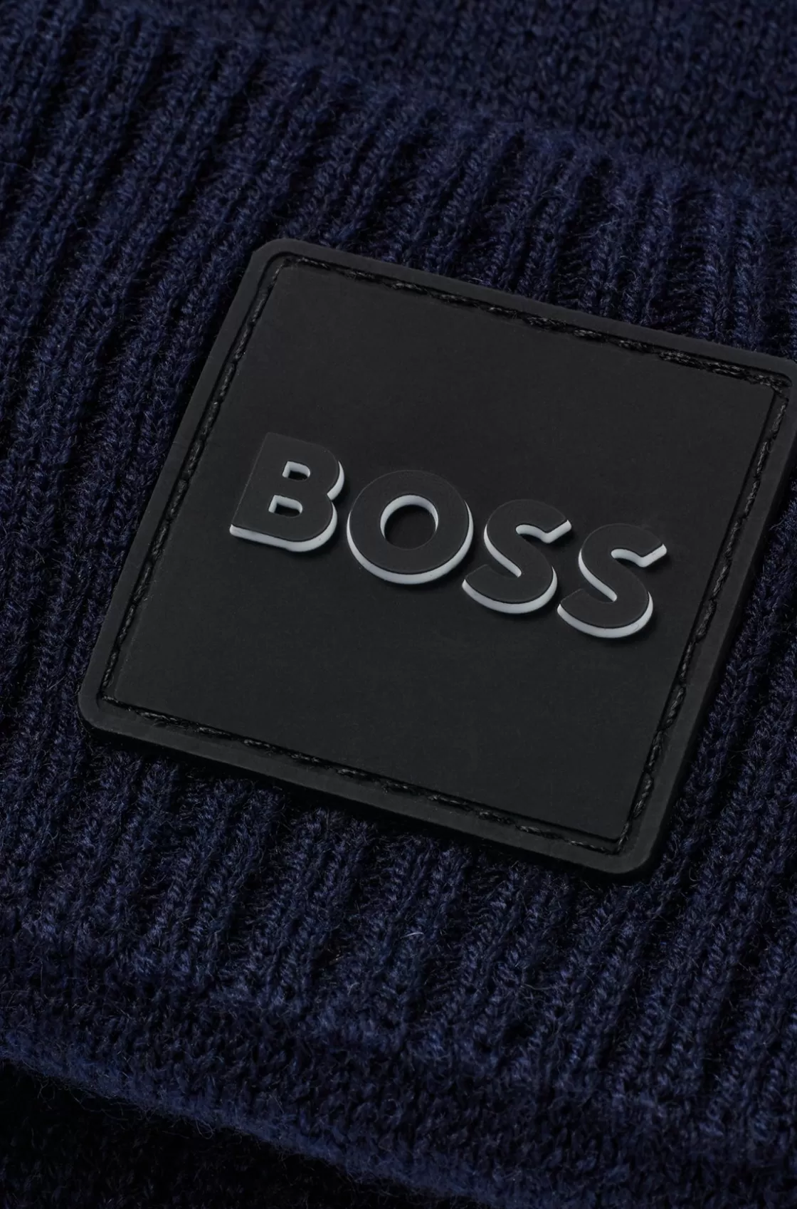 HUGO BOSS Kids' Double-layer Beanie Hat With Branded Badge Dark Blue Shop