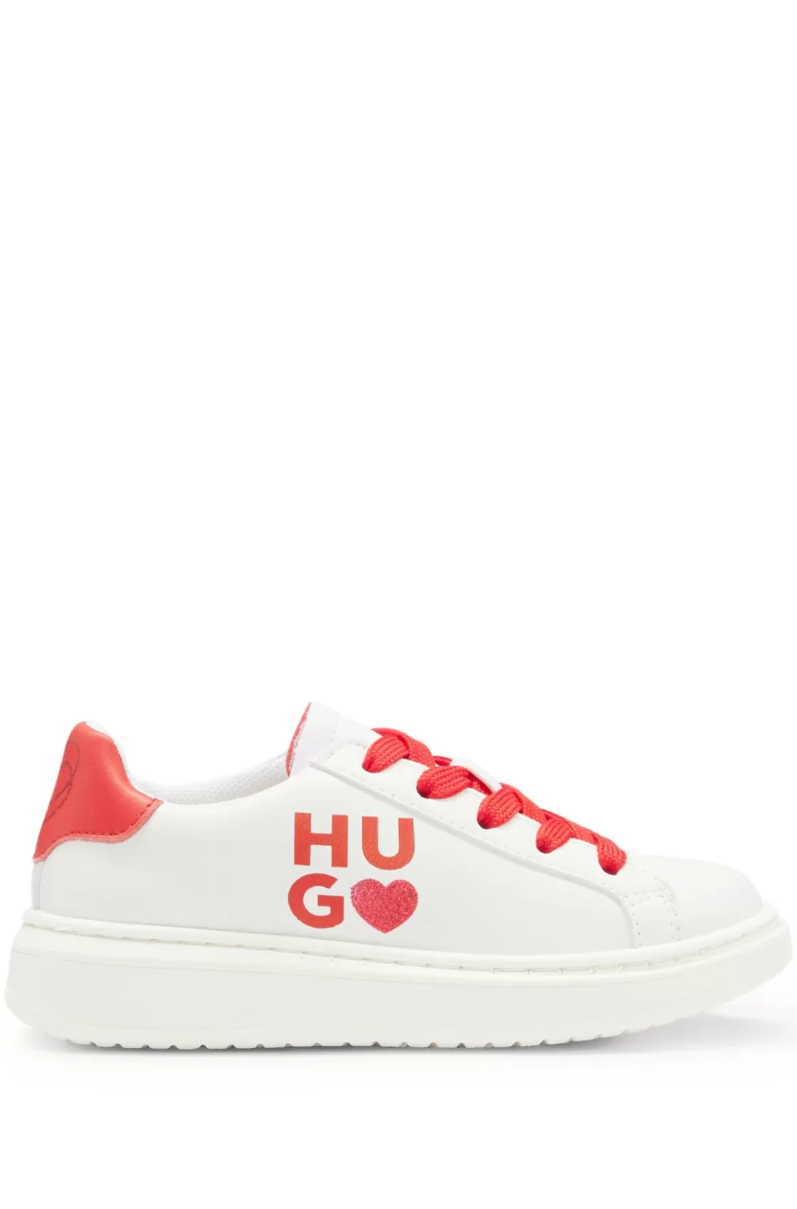 HUGO BOSS Kids' Faux-leather Trainers With Glittery Branding White Store