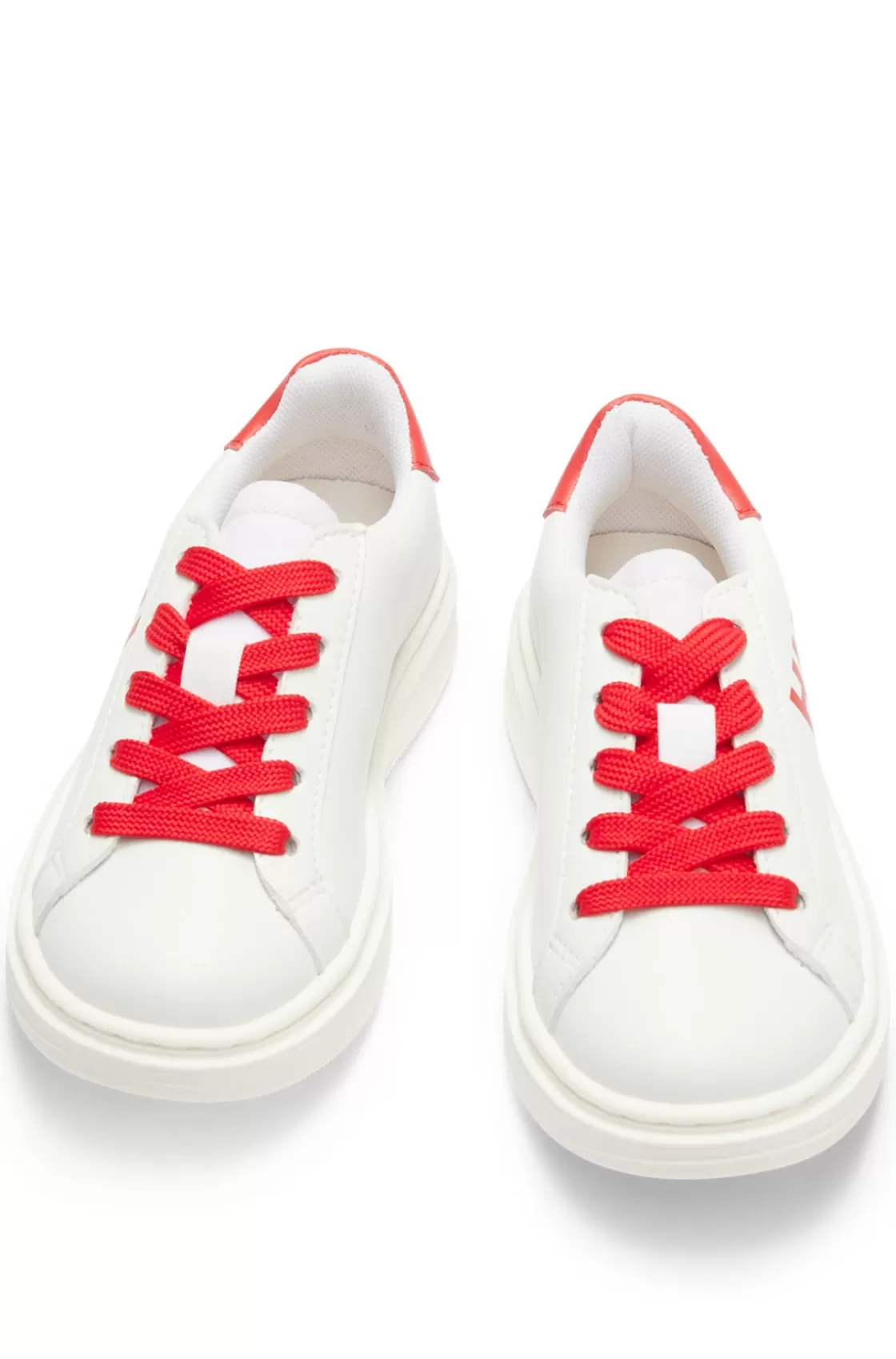 HUGO BOSS Kids' Faux-leather Trainers With Glittery Branding White Store