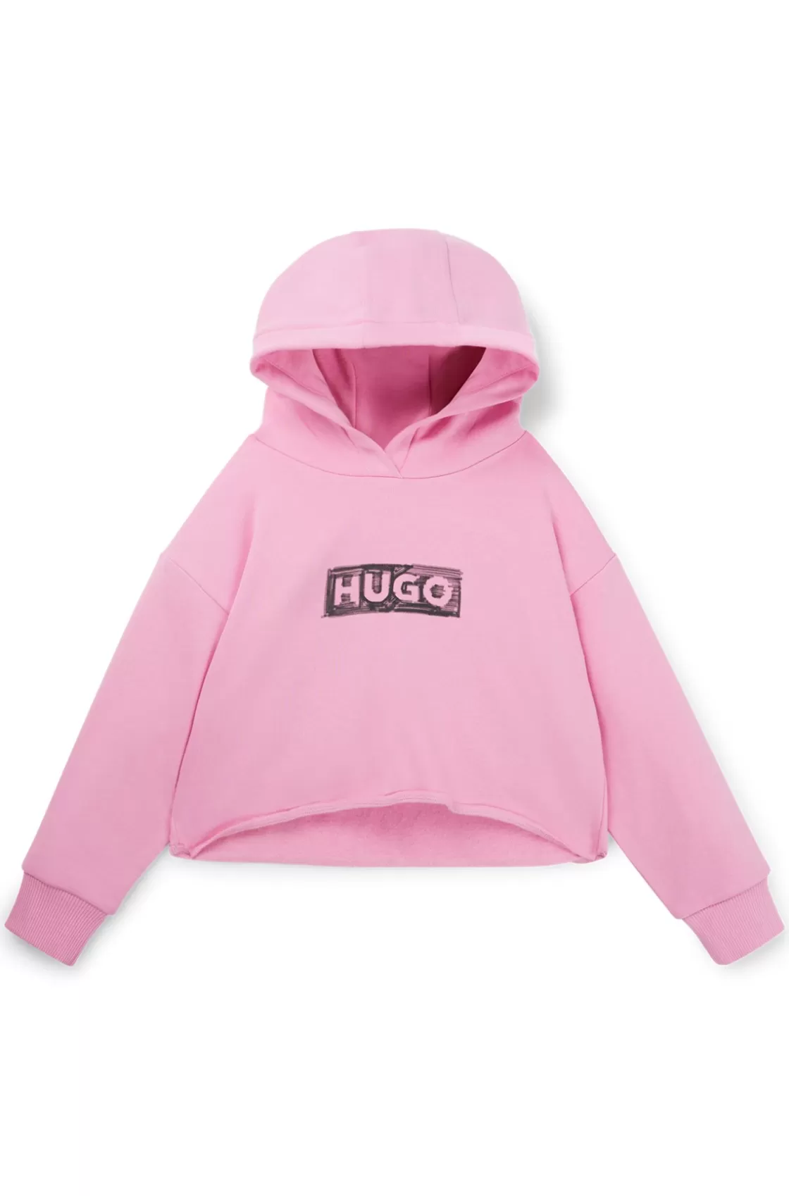 HUGO BOSS Kids' Fleece Hoodie With Logo Artwork Pink Outlet