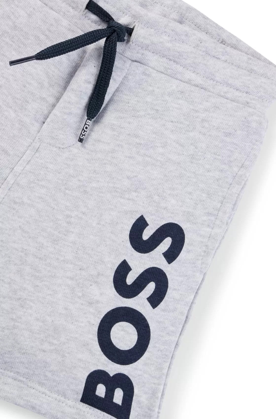 HUGO BOSS Kids' Fleece Shorts With Vertical Logo Print Light Grey Cheap