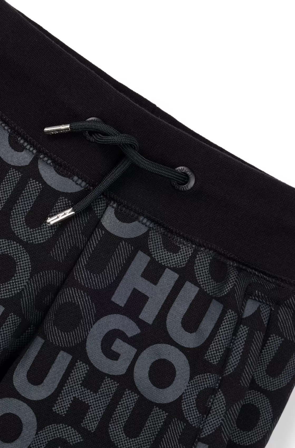 HUGO BOSS Kids' Fleece Tracksuit Bottoms With All-over Logo Print Black Cheap