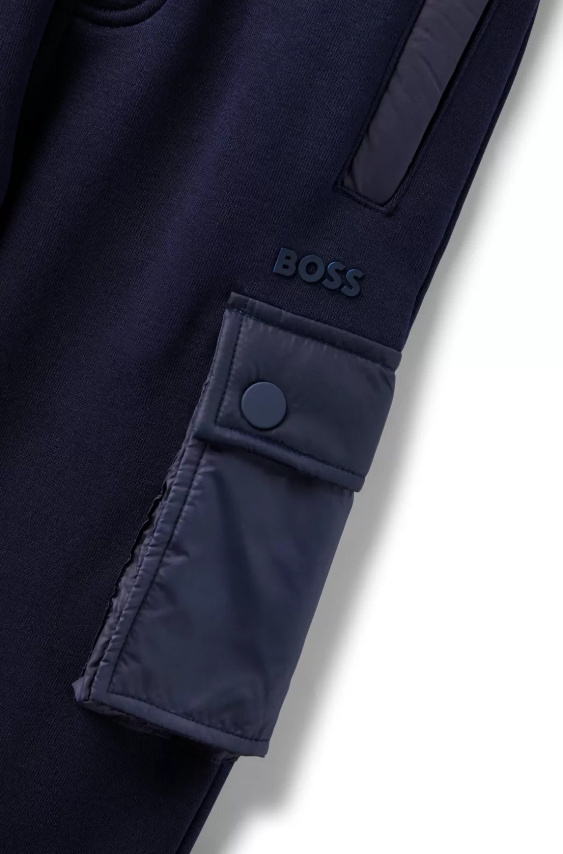 HUGO BOSS Kids' Fleece Tracksuit Bottoms With Cargo Pockets Dark Blue Online